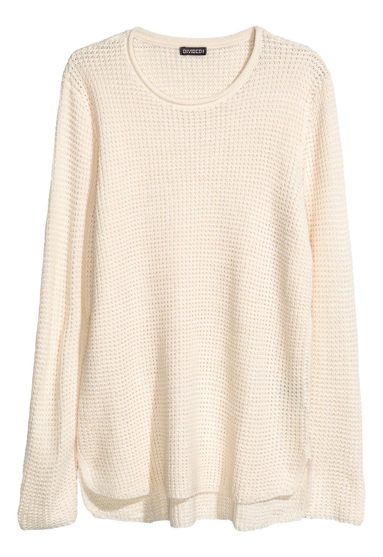 Textured-knit jumper - Long sleeve - Natural white - Men | H&M GB