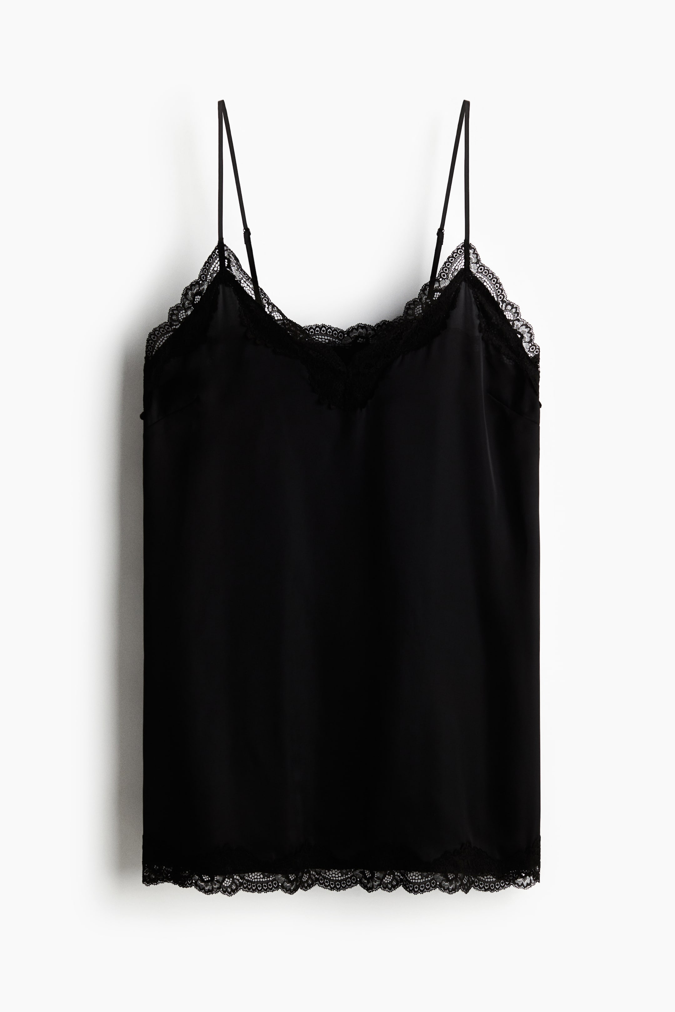 Größeres Bild ansehen: Nachthemd aus Satin mit Spitzenbesätzen - Schwarz - Ladies | H&M DE 4