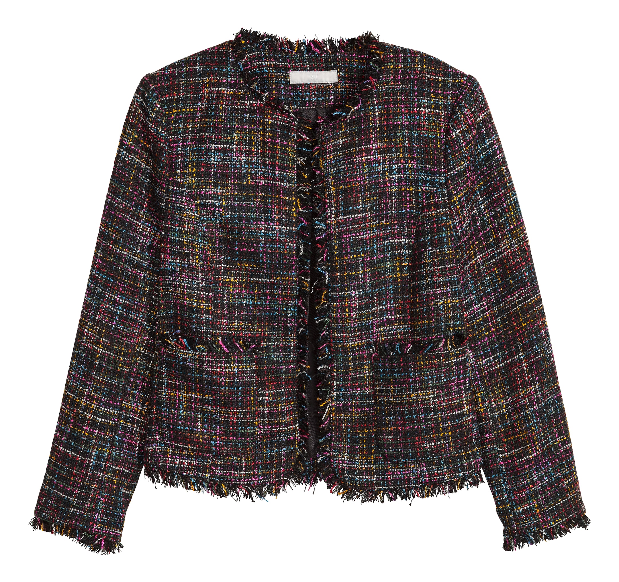 Short jacket - 3/4 sleeve - Black/Multicolored - Ladies | H&M GB