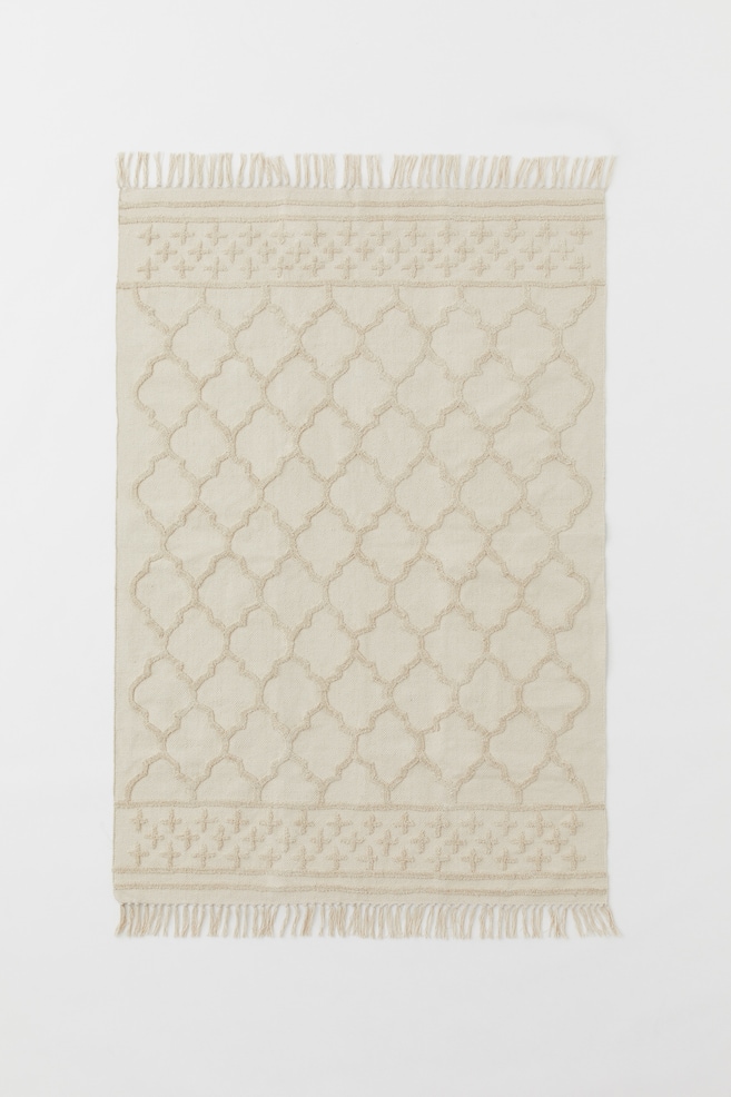 Tasselled cotton rug - Natural white - 1