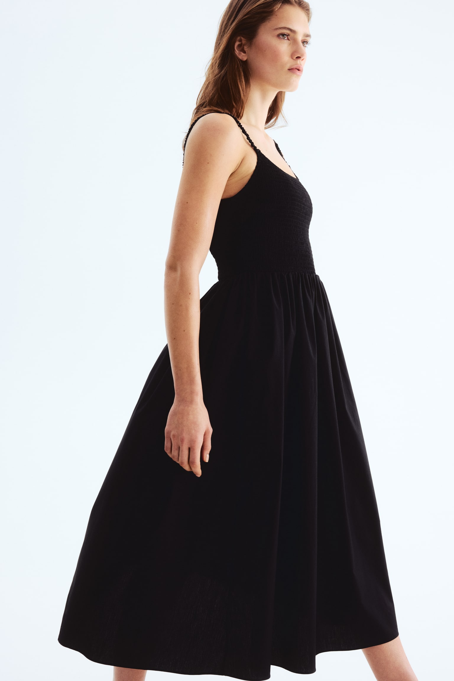 Váy cotton poplin may xếp nếp - Màu đen/Màu nâu đậm/Hoa văn/Màu nâu đậm/Chấm bi - 3