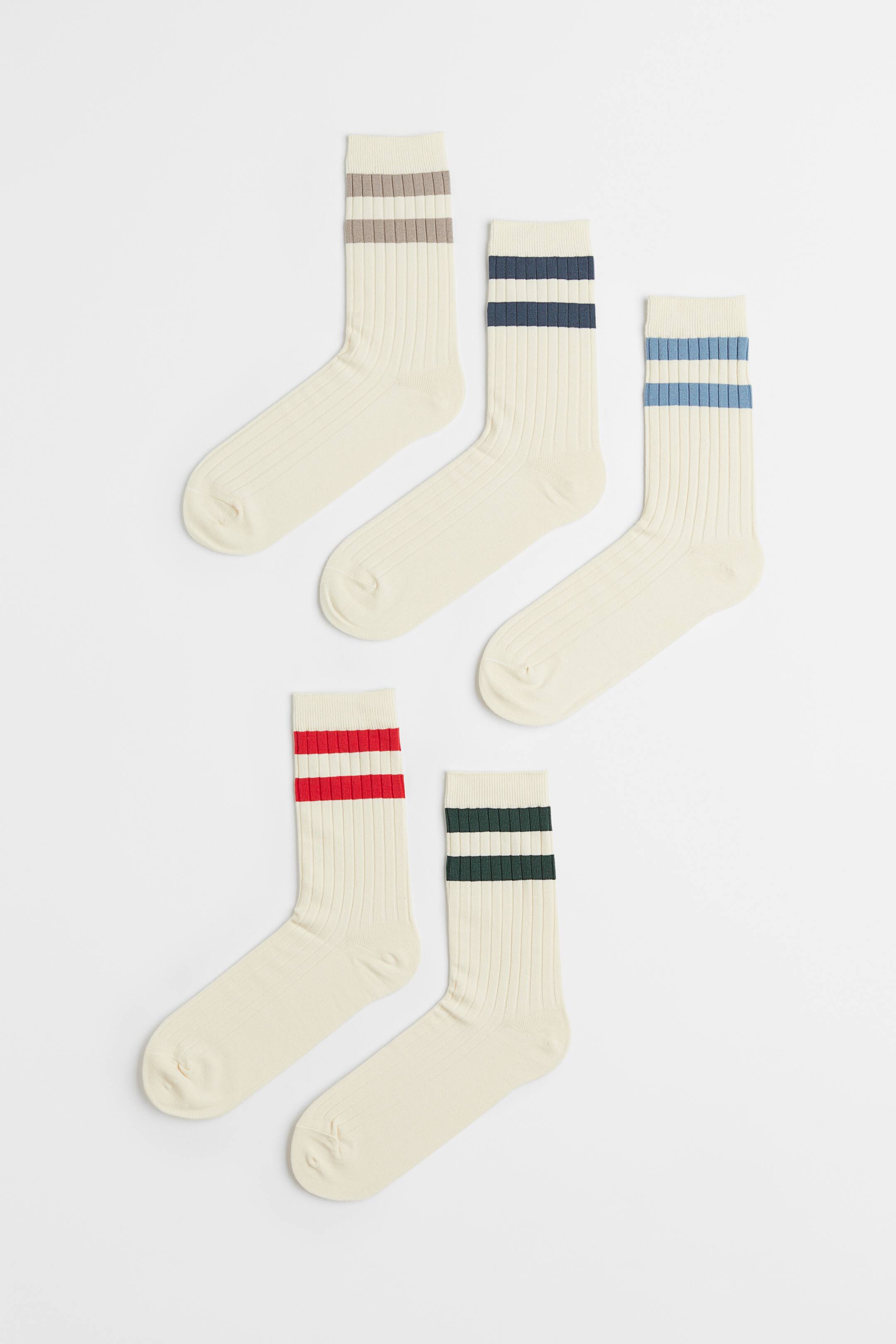 View larger image: 5-pack socks - Cream/Striped - Men | H&M 1