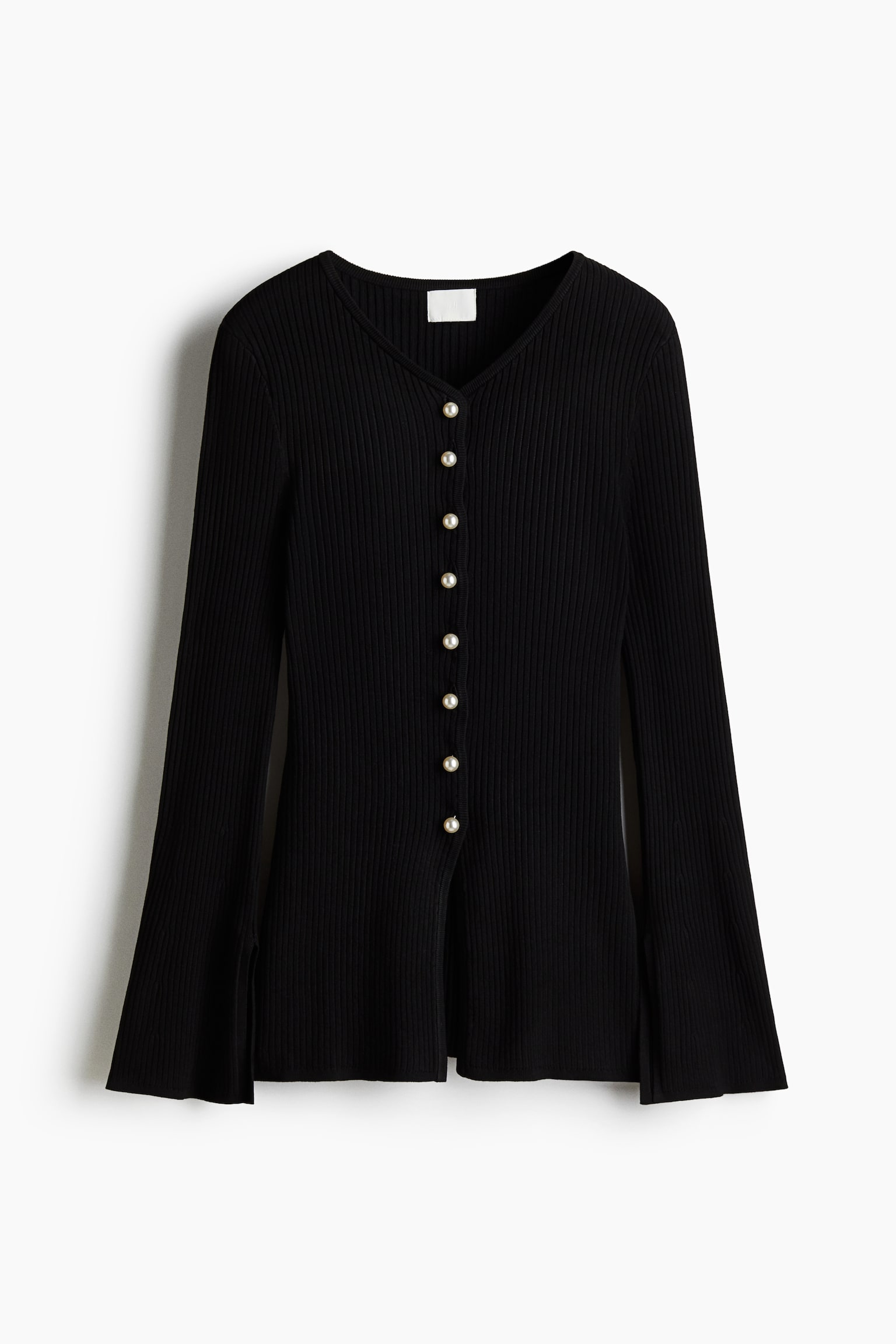 Женский кардиган H&M Rib-knit, цвет: Чёрный — фото 1