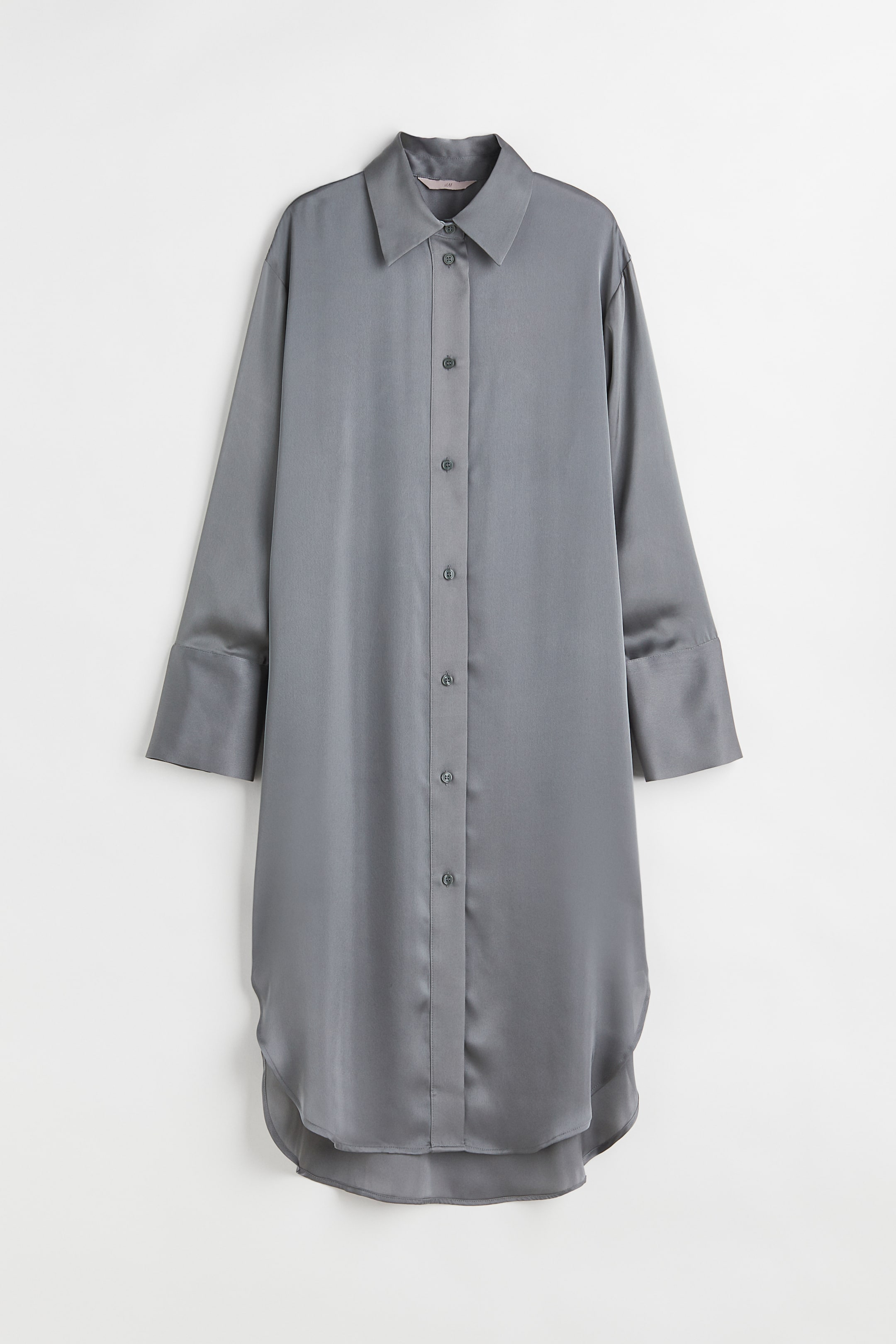 Xem ảnh lớn hơn: Váy sơ mi dáng thụng - Màu xám-xanh lá - Ladies | H&M VN 1