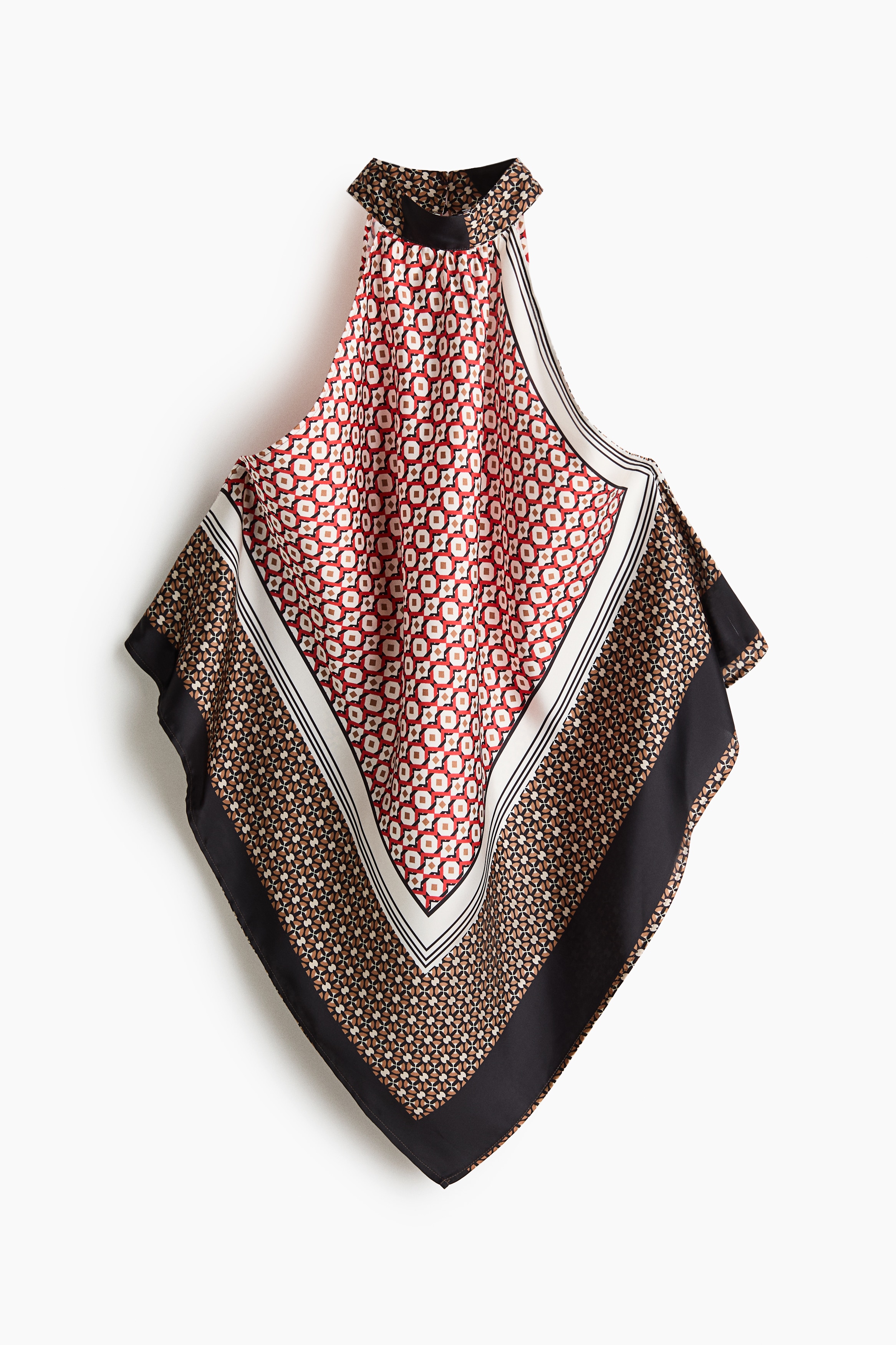 Halterneck top - Navy blue/Patterned