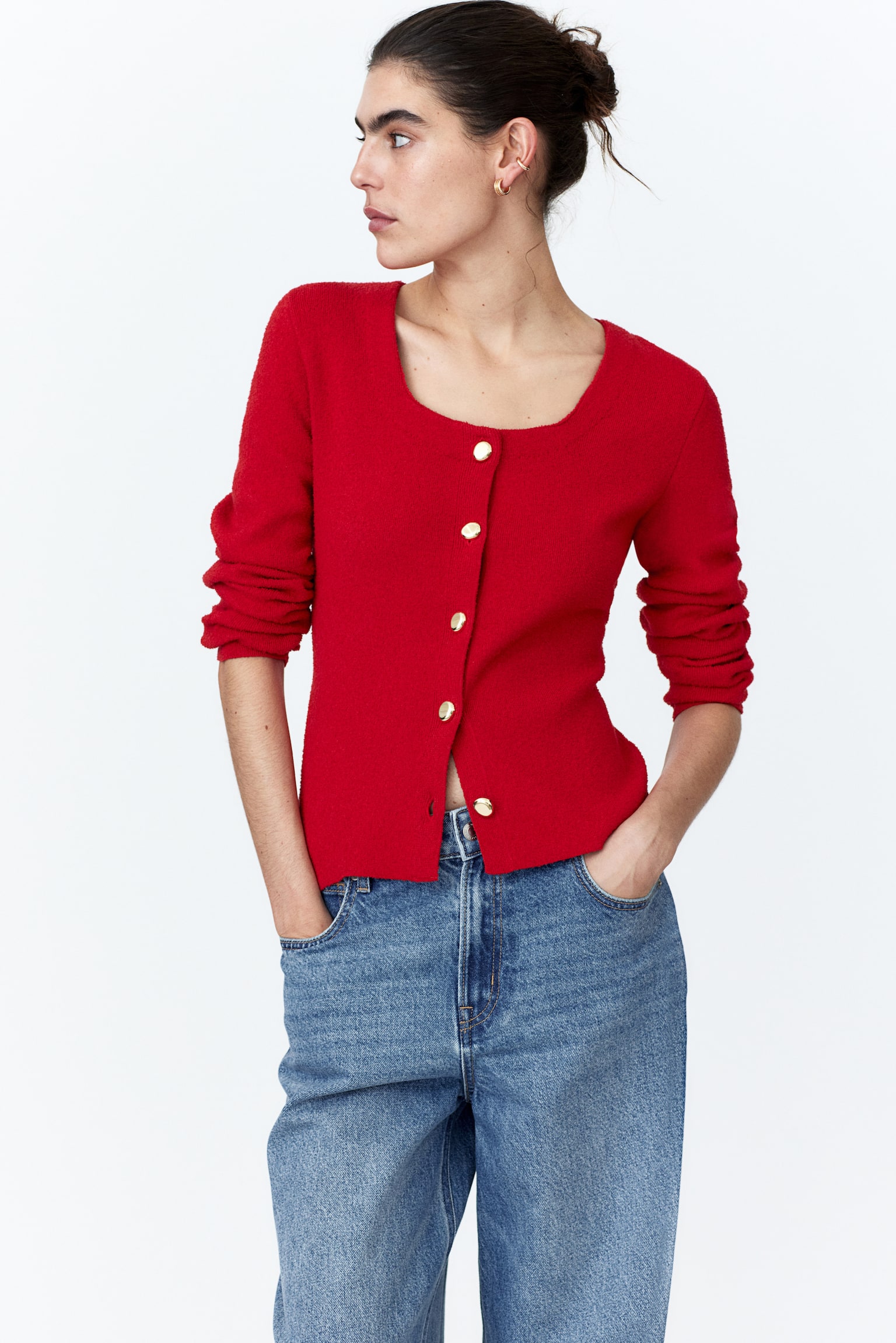 Fitted cardigan - Red - 5