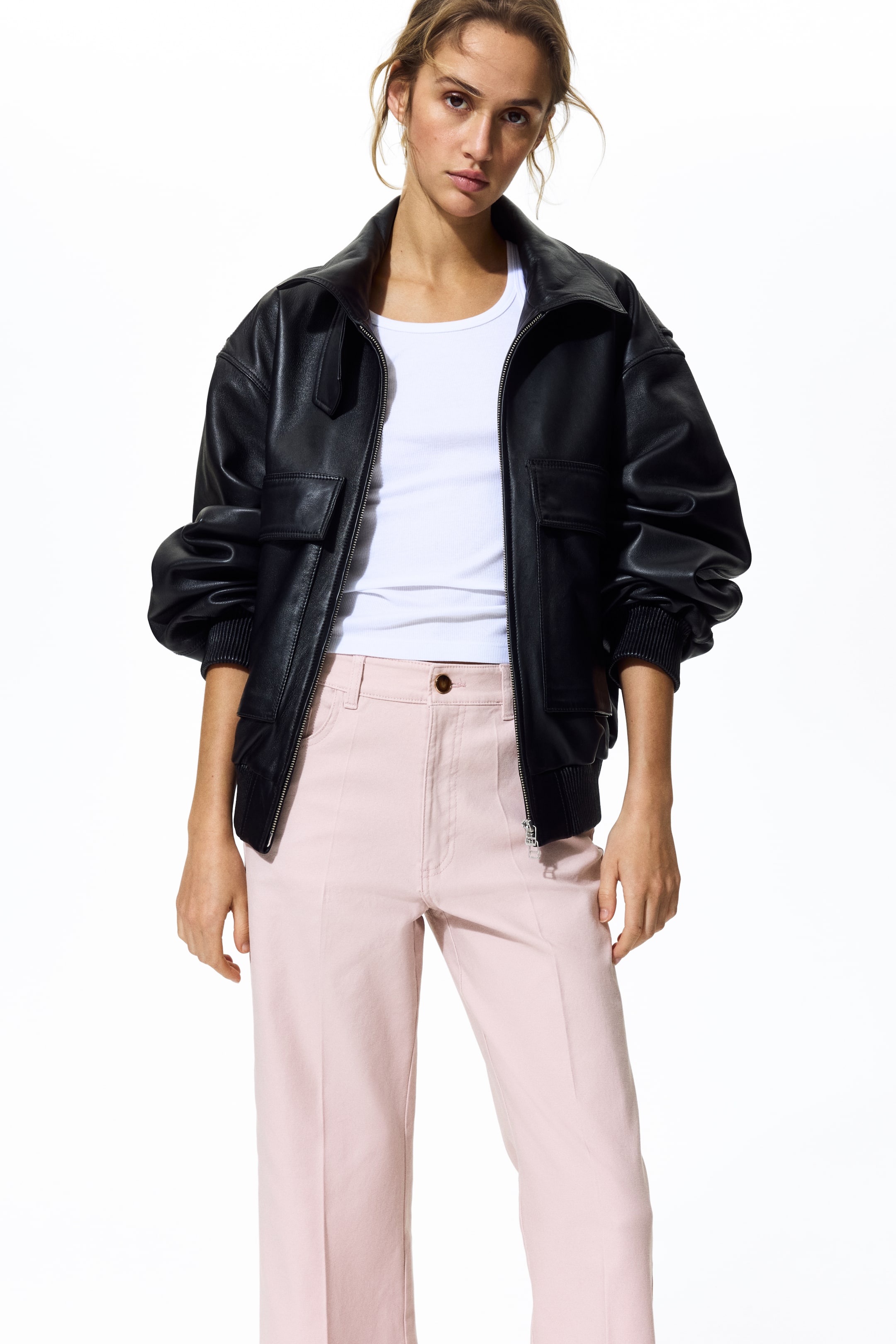 Pantalon coupe bottillon en toile de coton