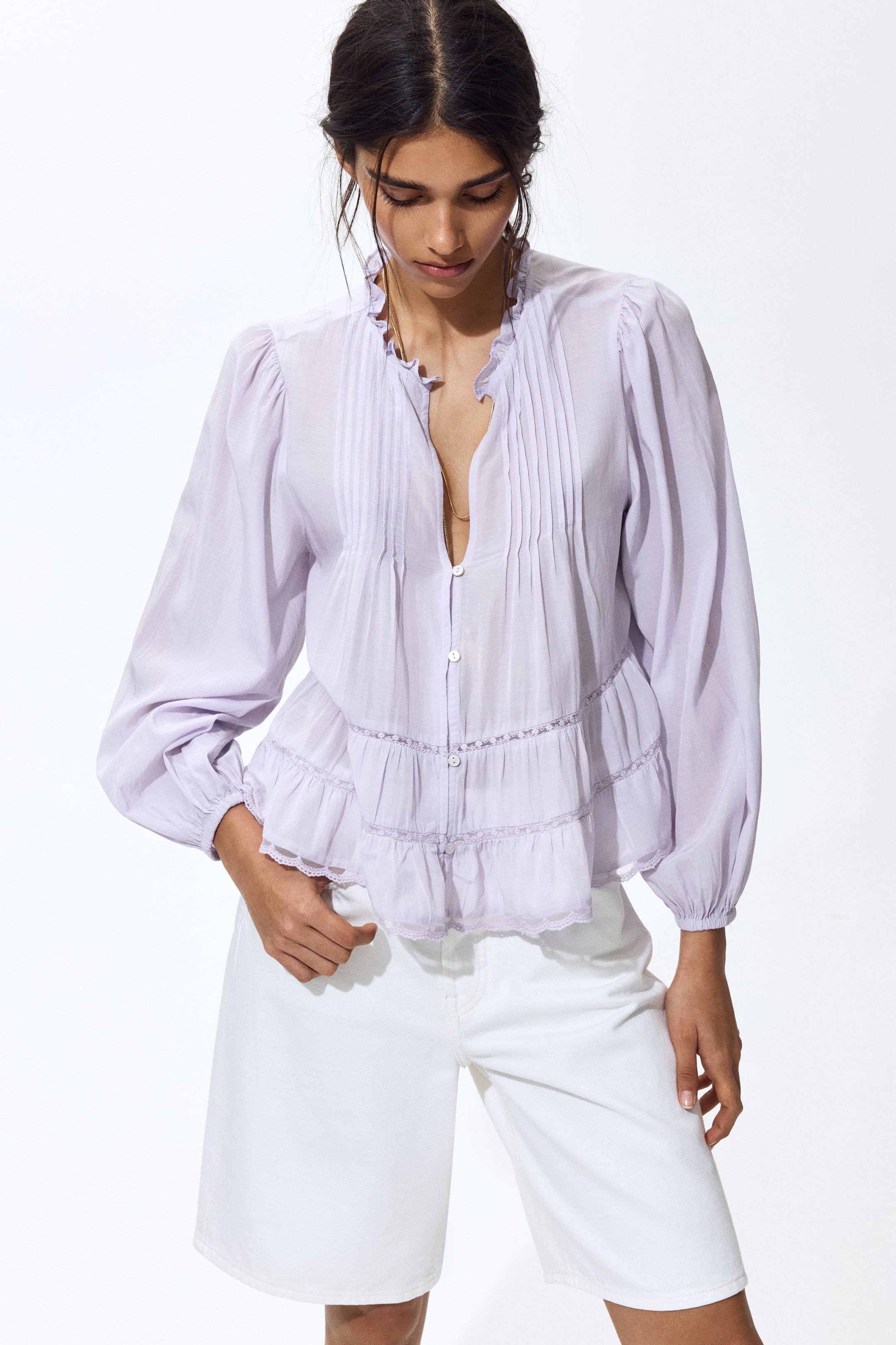 View larger image: Pintucked blouse - Light purple - Ladies | H&M 1