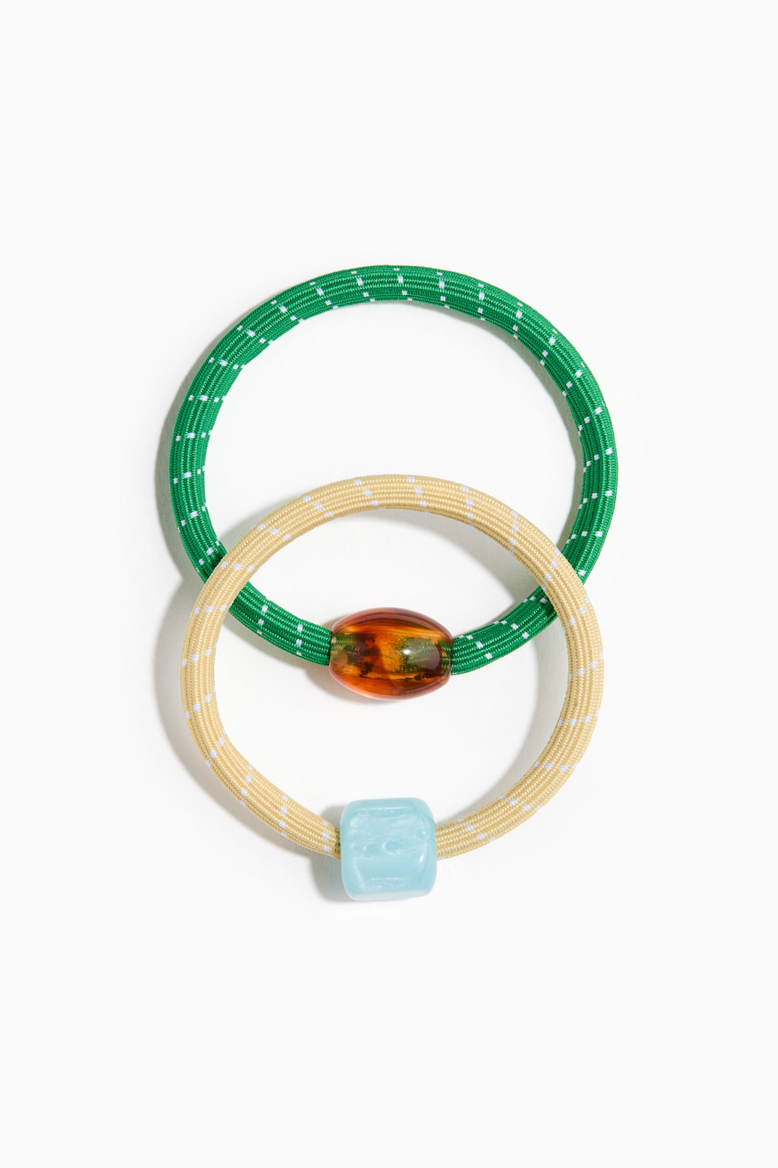 2-pack hair elastics - Pale yellow/Green