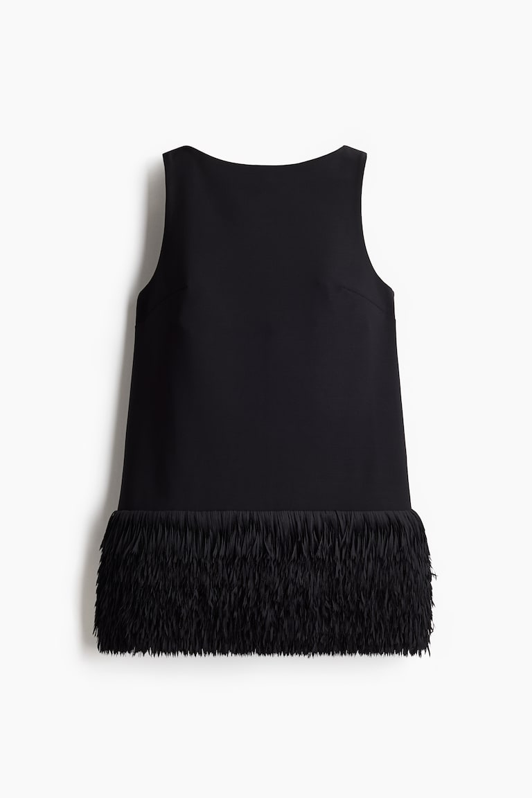 Women's Black Fringe Hem Mini Dress
