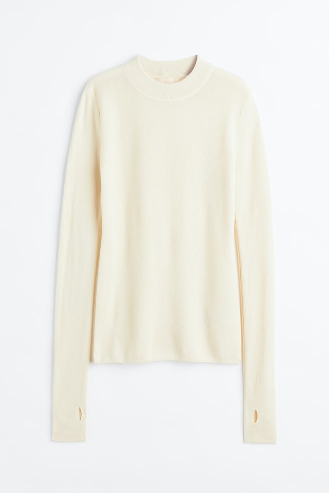 Cashmere-blend jumper - Cream/Black/Light mole - 2