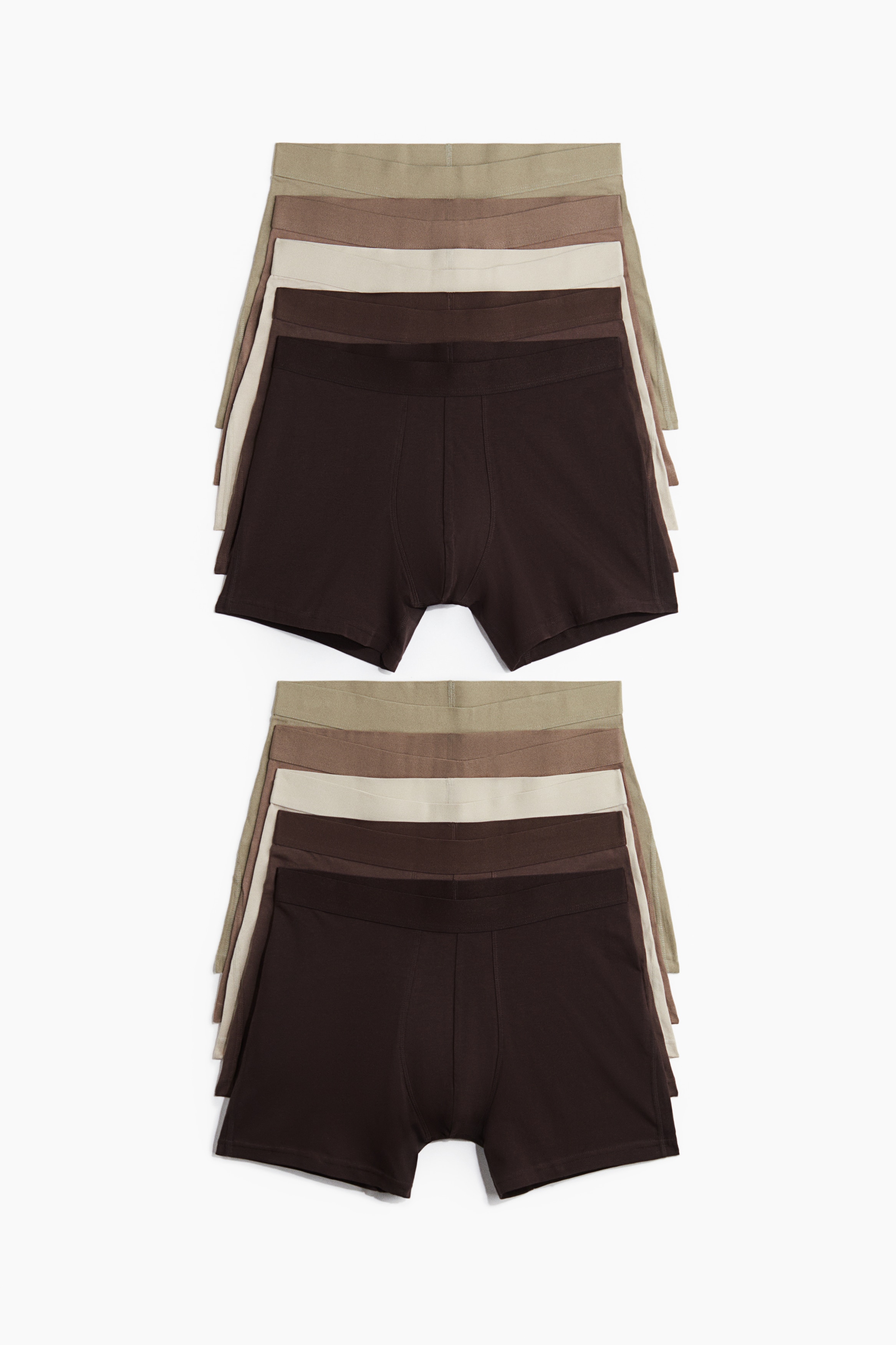 10'lu Normal Paça Boxer Şort Lycra® - Yeşil/Bej/Kahverengi/Siyah/Koyu kahverengi/Deniz mavisi/Haki/Gri kırçıllı/Mavi/Bordo/Gri/Siyah