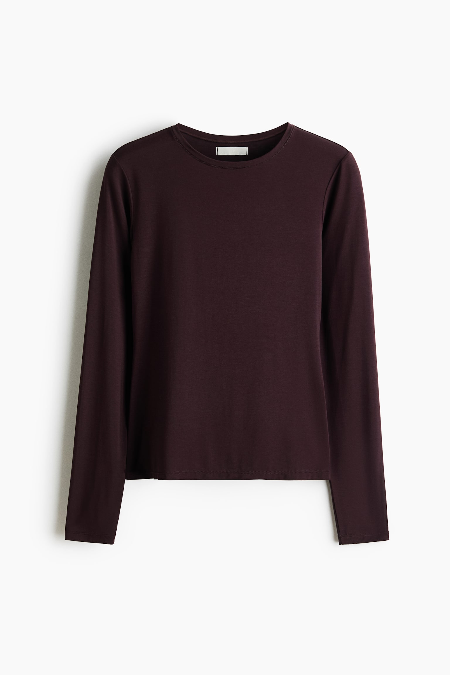Long-Sleeved Modal Top - Burgundy/Black/Ivory/Dark brown - 1