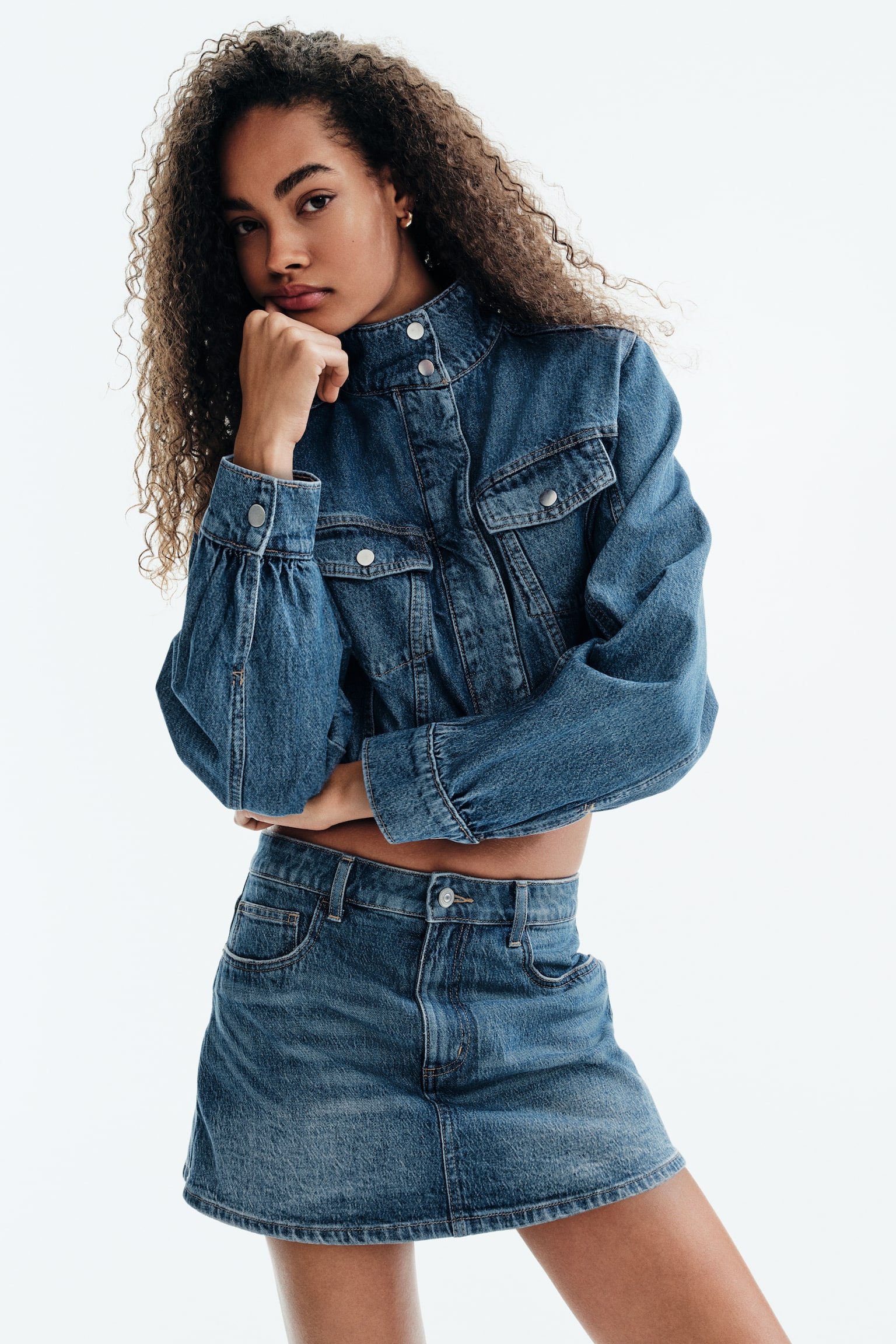Cropped denim jacket - 5