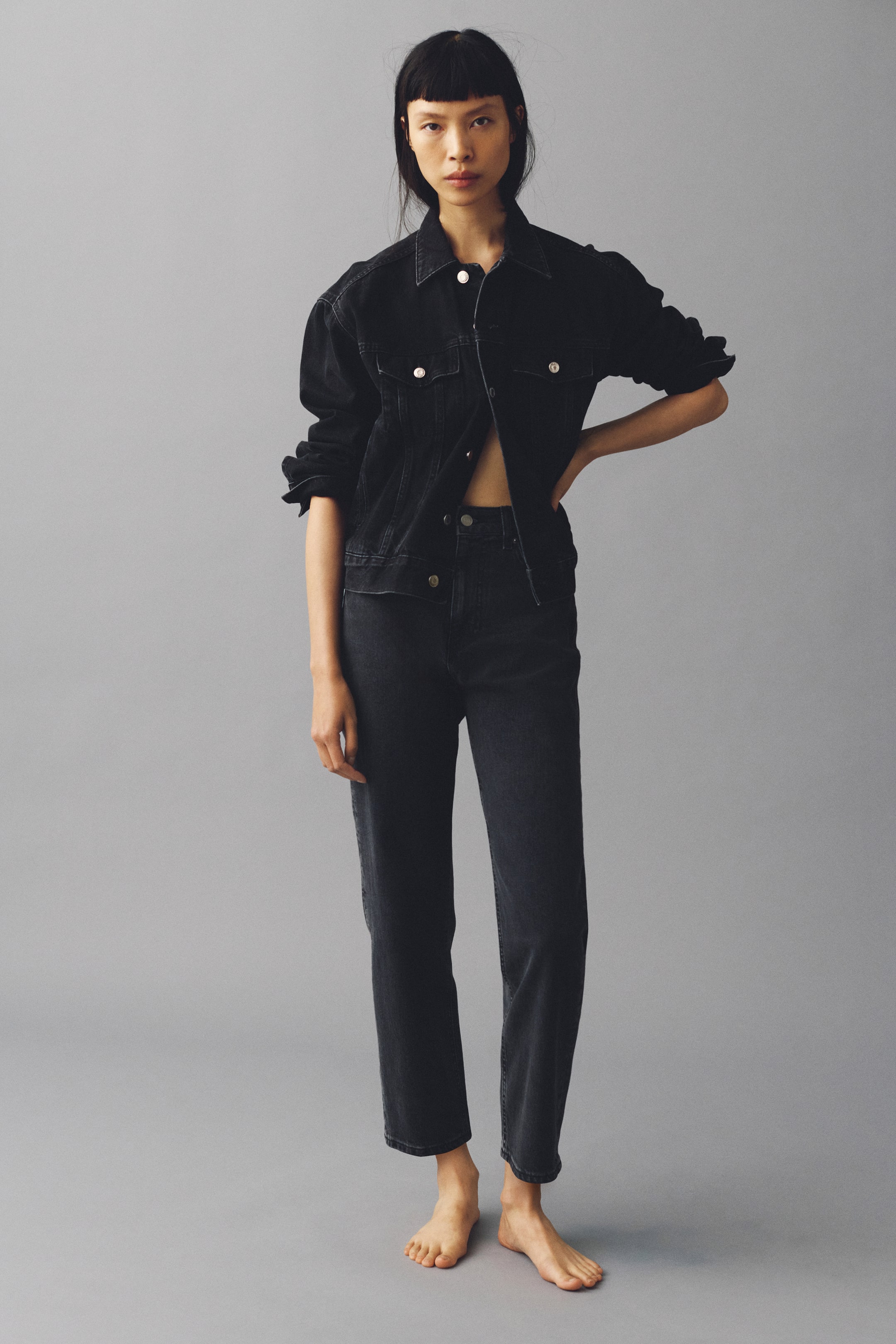 View larger image: Mom Slim Fit High Waist Ankle Jeans - Dark denim grey - Ladies | H&M 3