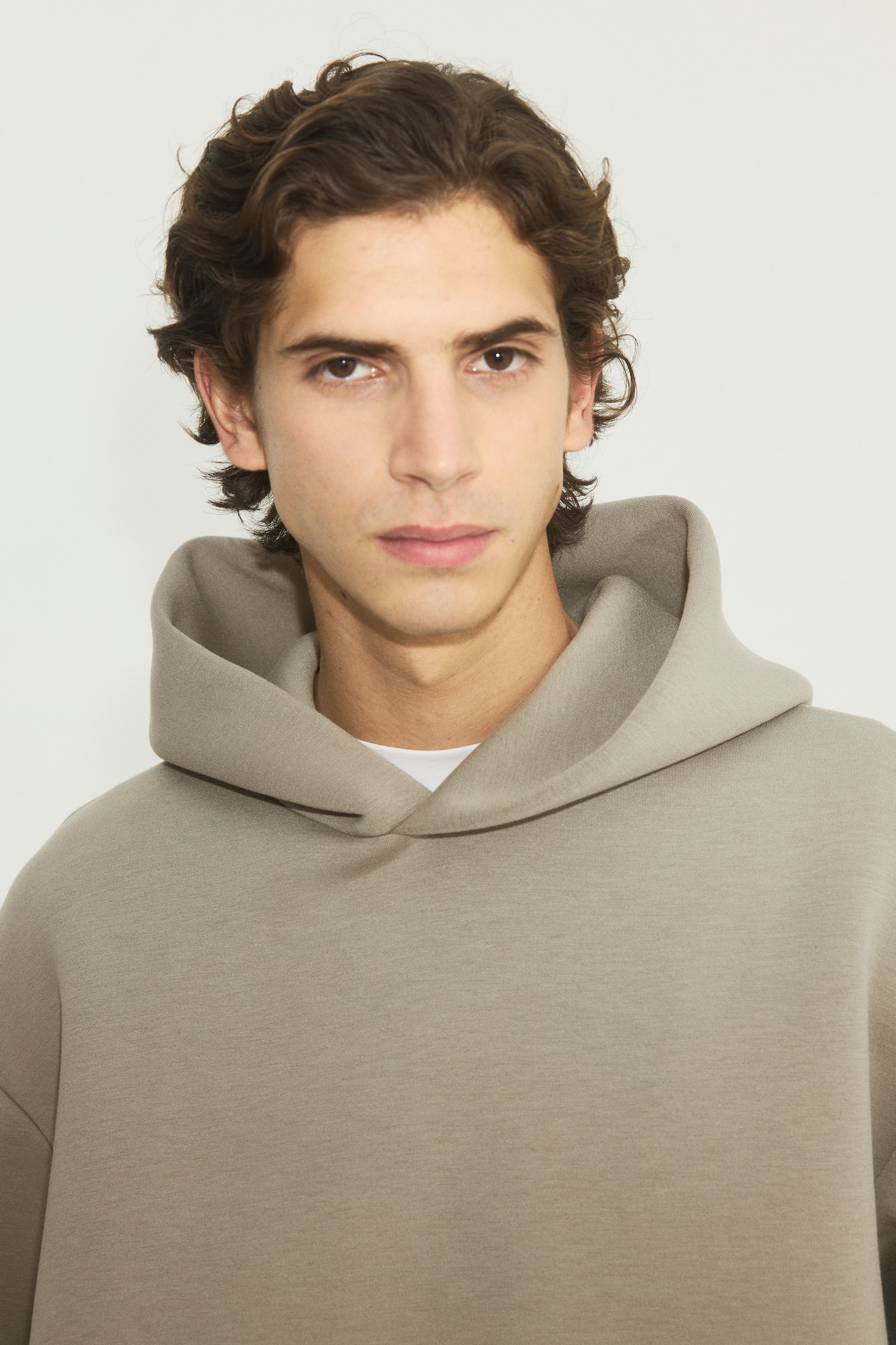 Oversized Fit Sports hoodie with DryMove™ - Beige/Black/Dark brown - 4