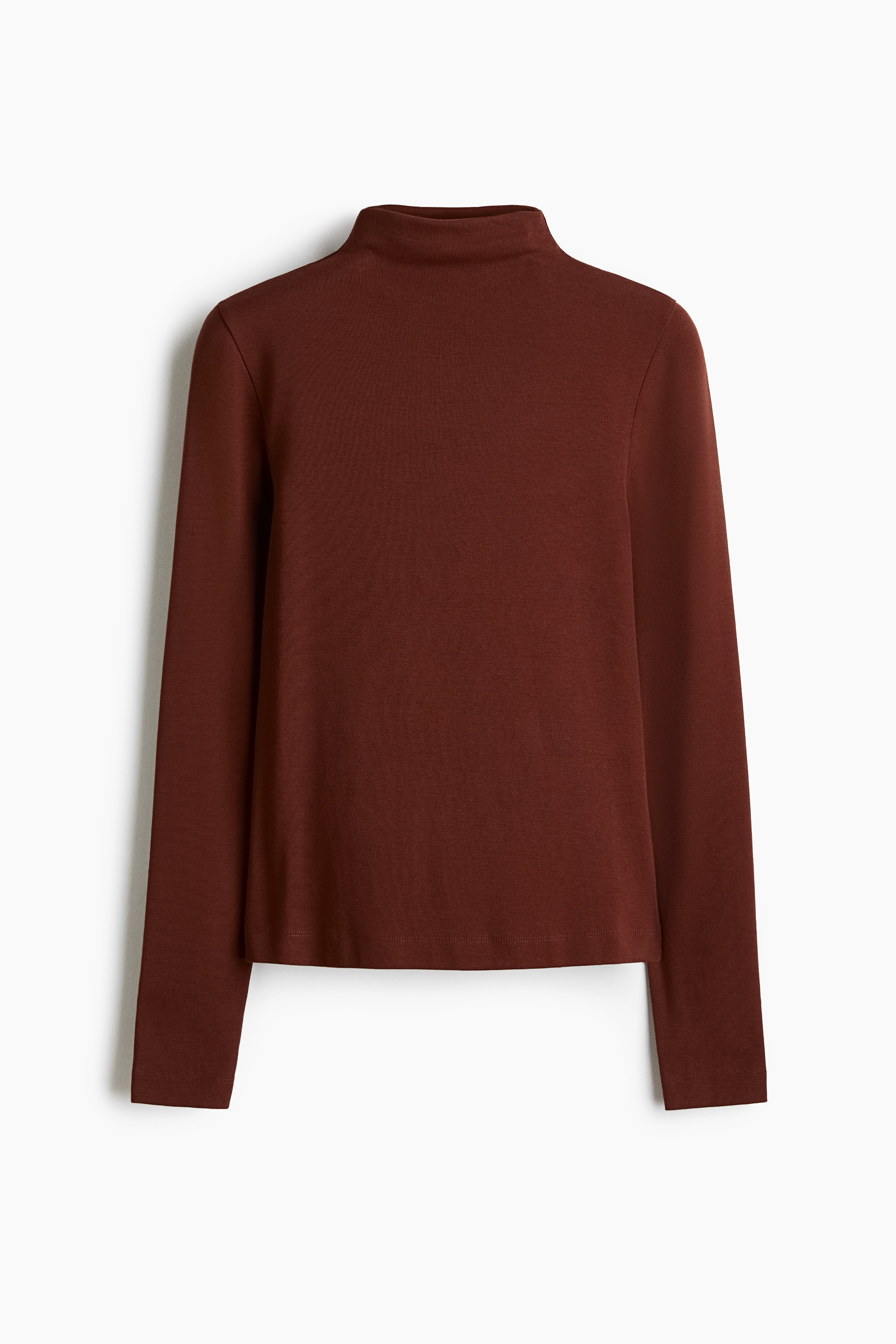 High Neck Top - Rust brown/Grey marle