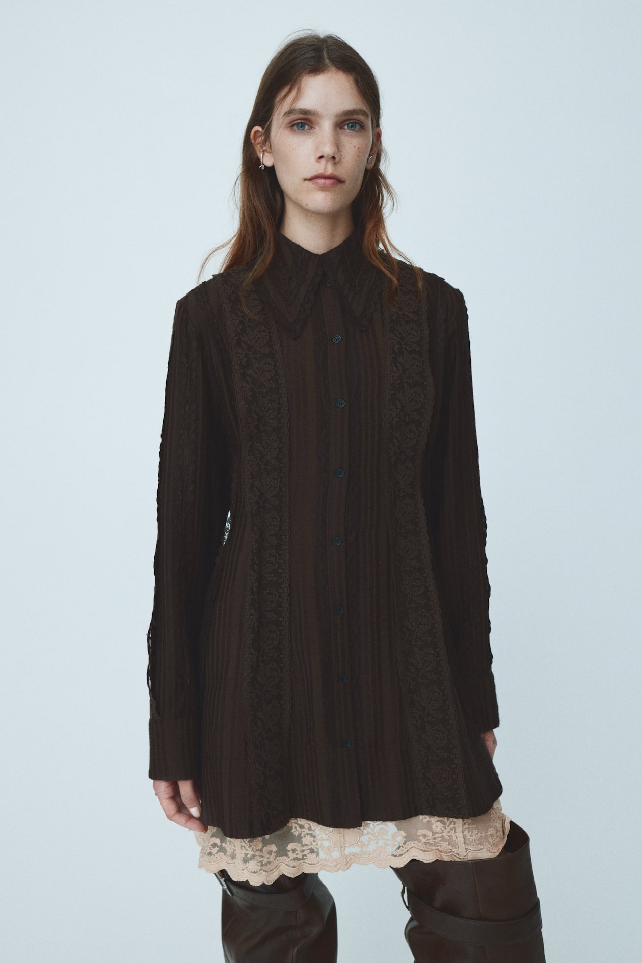 Lace-Trimmed Shirt Dress - image 2