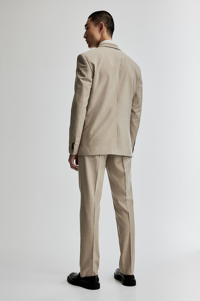 Spodnie garniturowe Slim Fit - Beżowy/Granatowy - 3