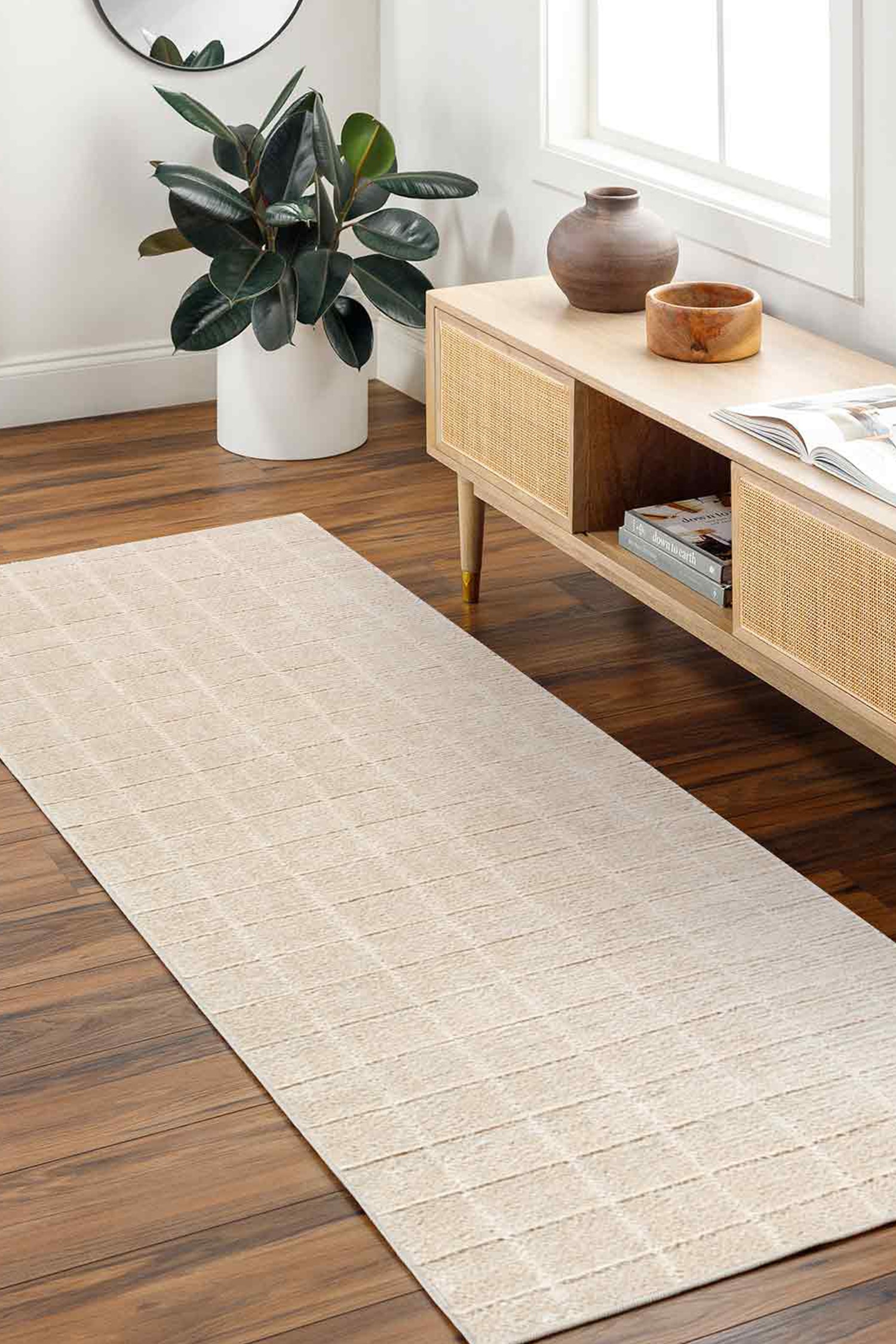 Cascade Modern High Pile Designer Rug - Beige/Ivory