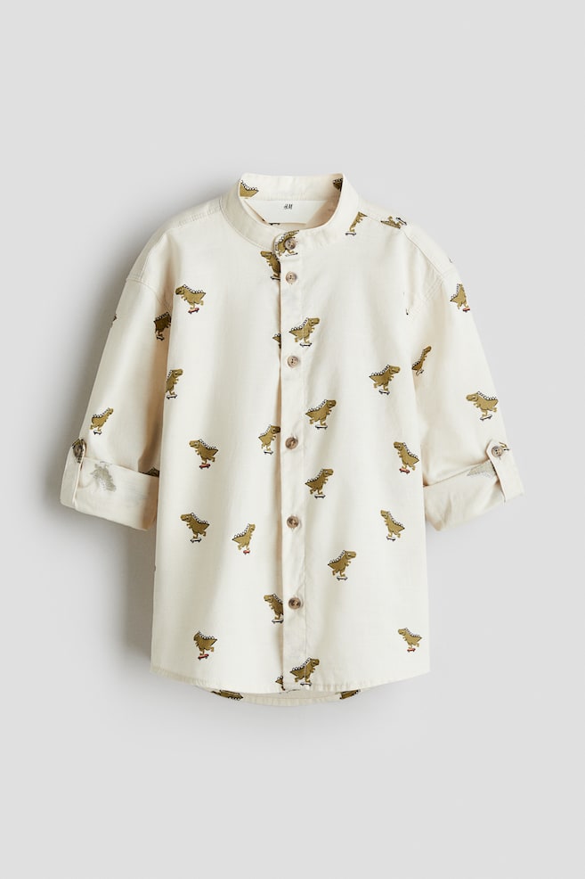 Cotton Grandad Shirt - White/Dinosaurs/White/Stripe/Cream/Dinosaurs/Light blue/White/Stripe - 1