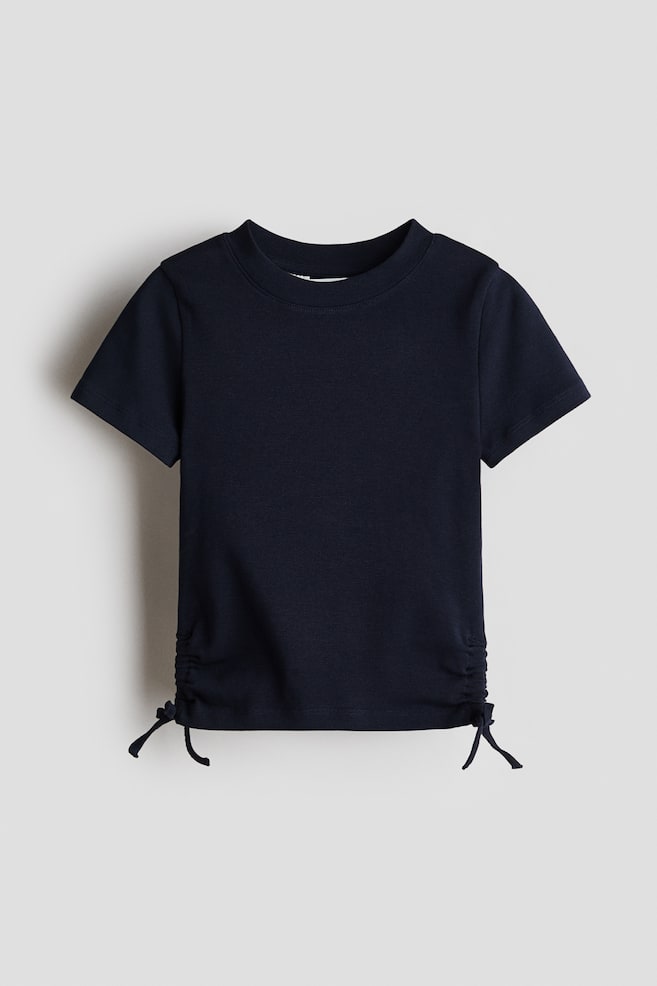 Drawstring-detail cotton top - Navy blue/White/Blue floral/Light pink - 1