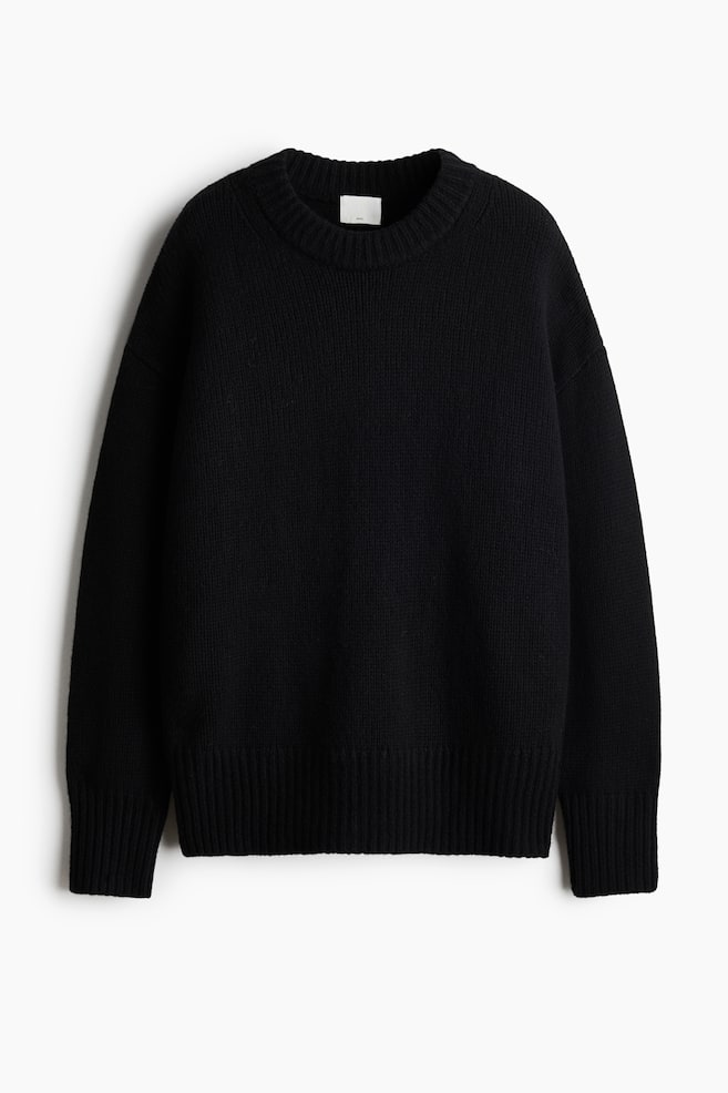 Jersey oversize de lana - Negro/Beige claro - 1