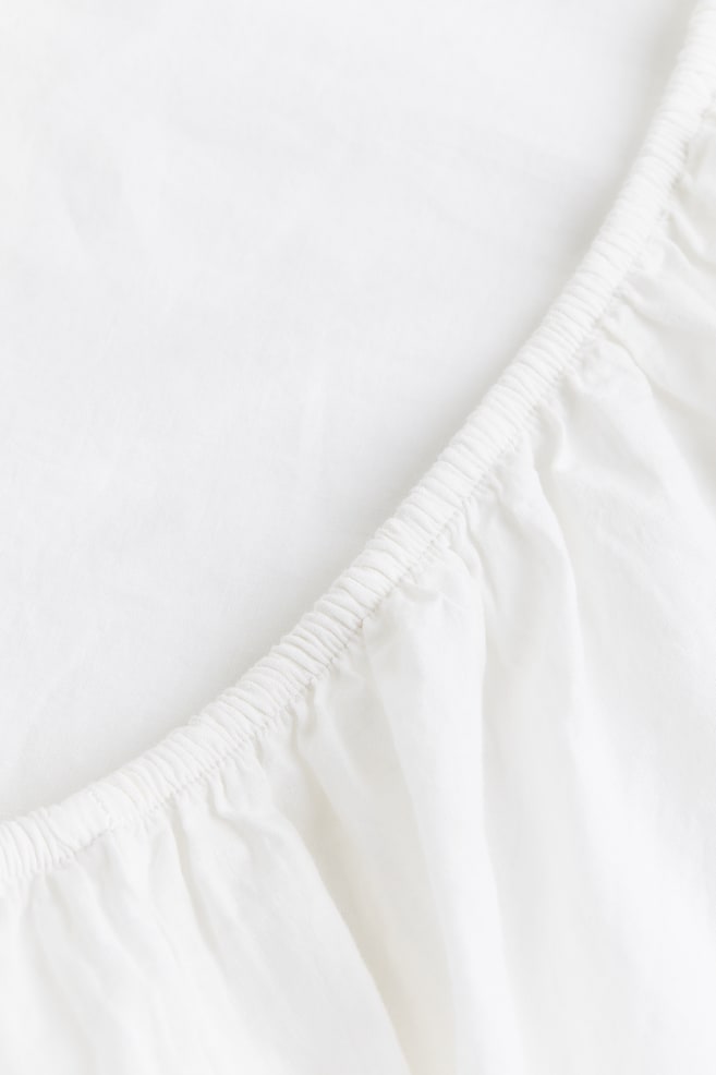 Fitted Linen-blend Sheet - White - 2