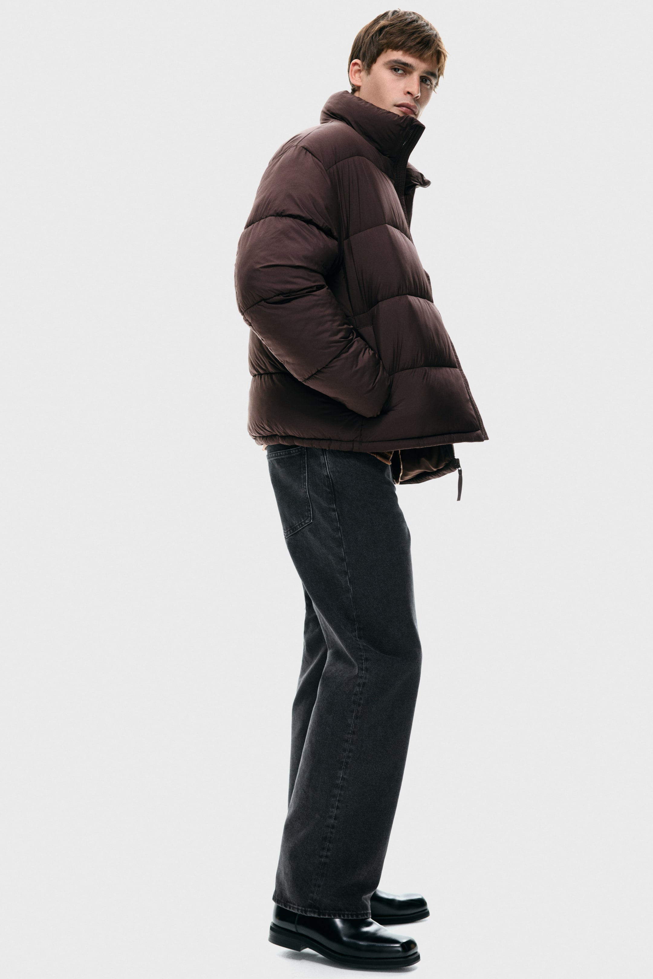 View larger image: Water-repellent puffer jacket - Dark brown - Men | H&M IN 5