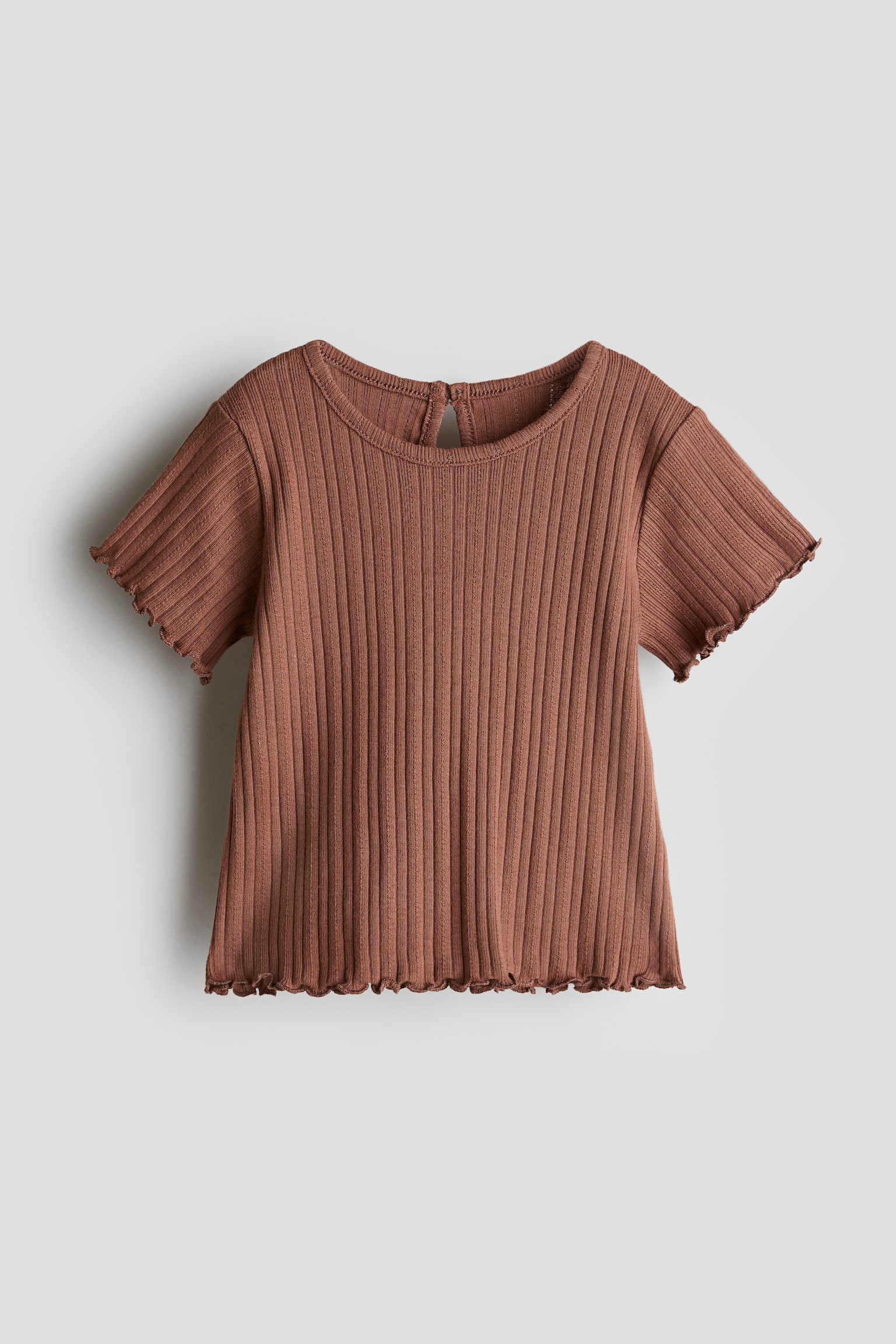 Ribbed jersey top - Brown/Cream/Floral/Light pink - 1