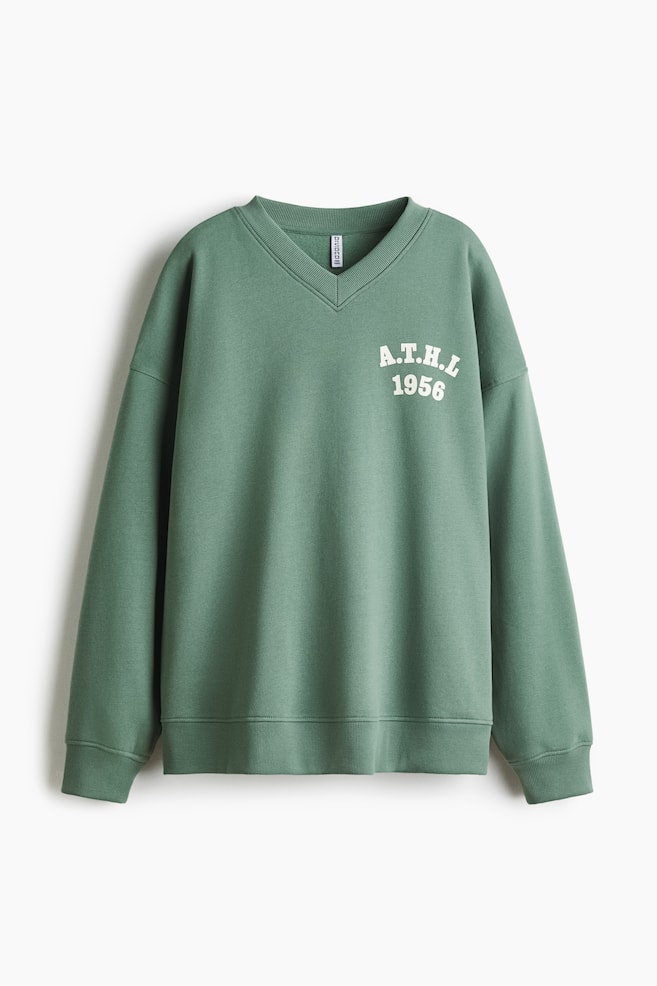 Oversized Sweatshirt mit V-Ausschnitt - Mattgrün/A.T.H.L/Dunkelgrau/Long Beach/Graumeliert/Tennis Equipe - 1