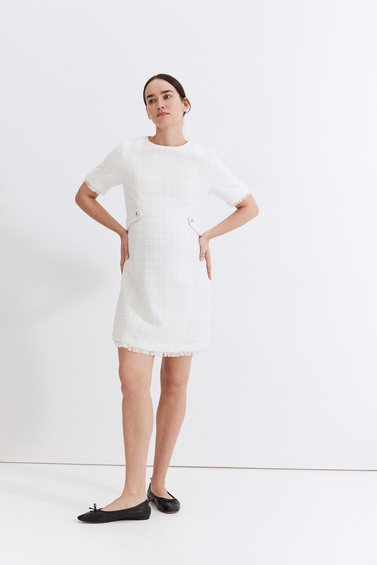 MAMA Bouclé Dress - White/Black - 3