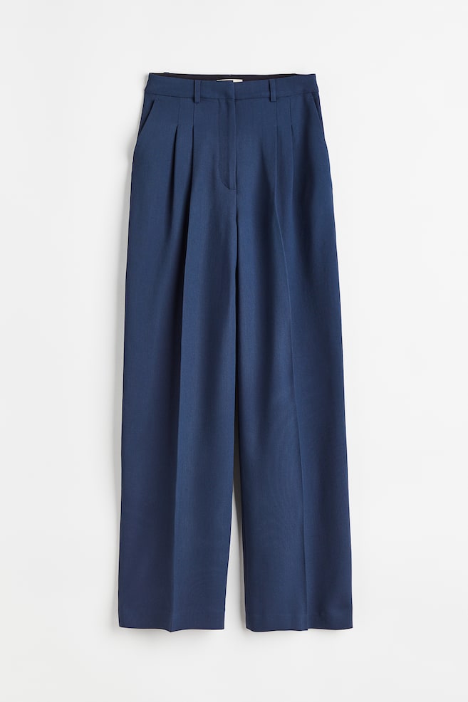 Tailored wool-blend trousers - Dark blue/Black - 1