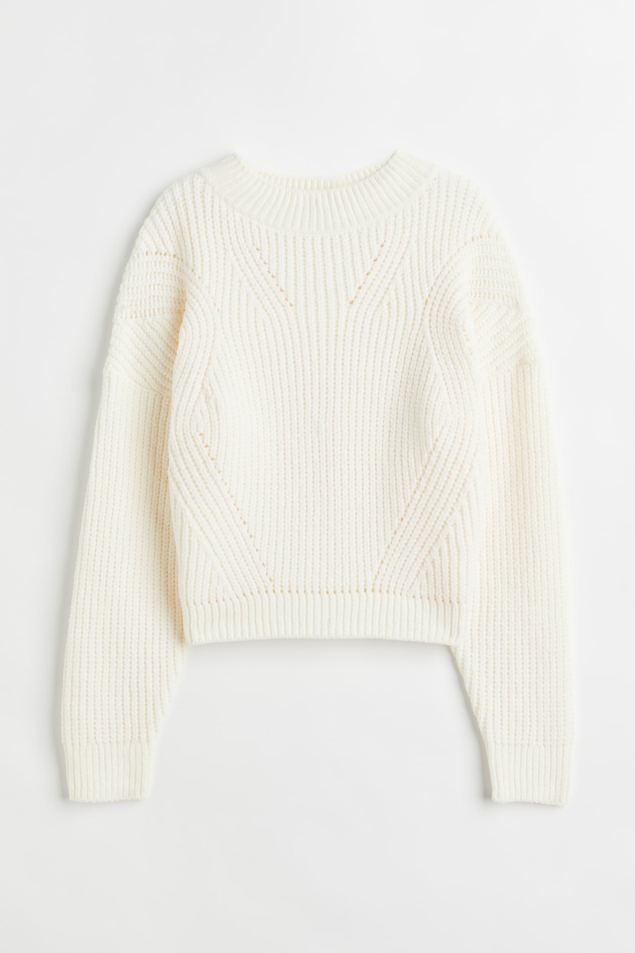 Knit Sweater - Round Neck - Long sleeve - Natural white - Kids | H&M US