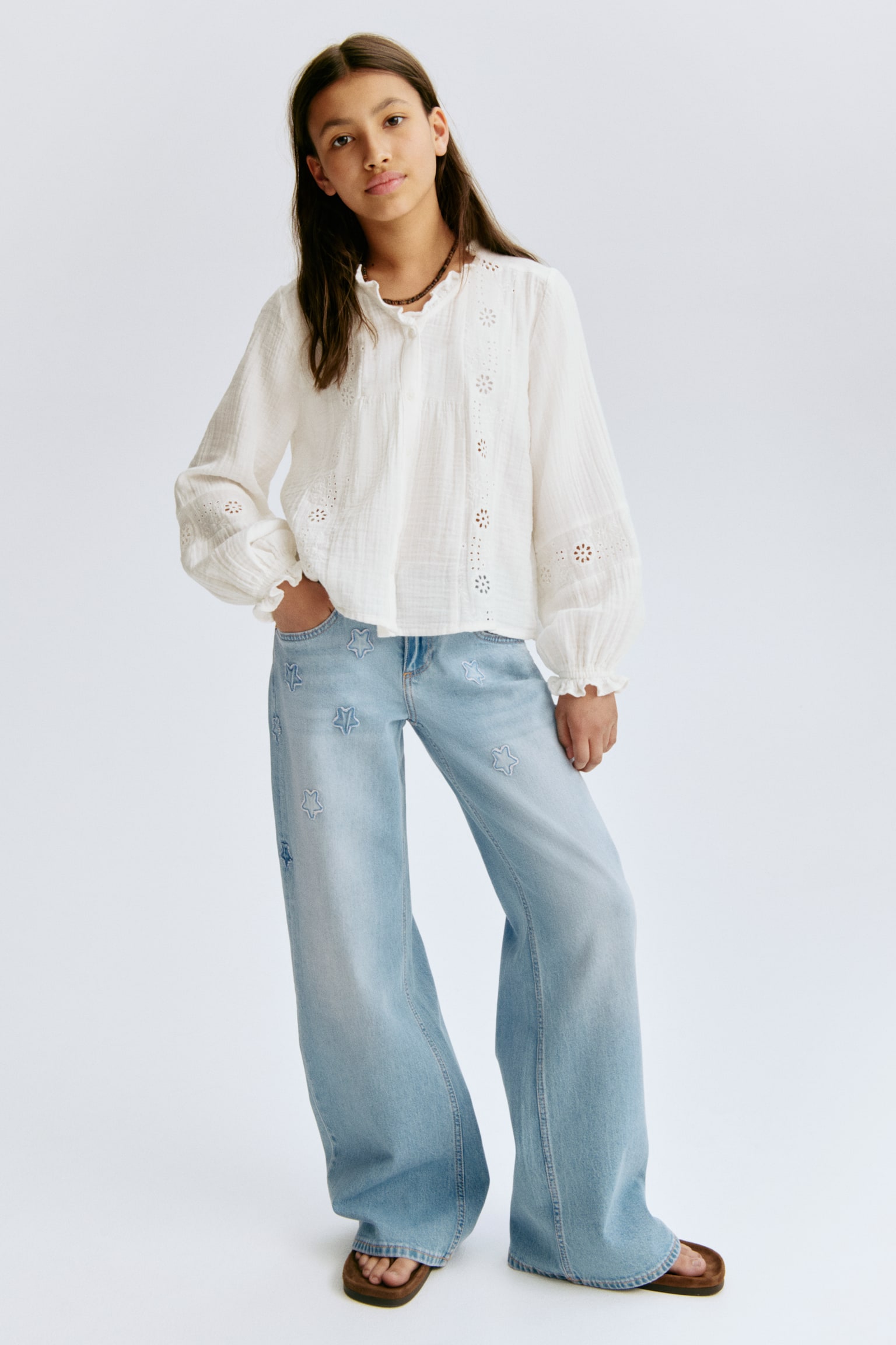 Wide Leg Low Jeans - Світло-блакитний денім/зірки/Світло-блакитний денім - 1