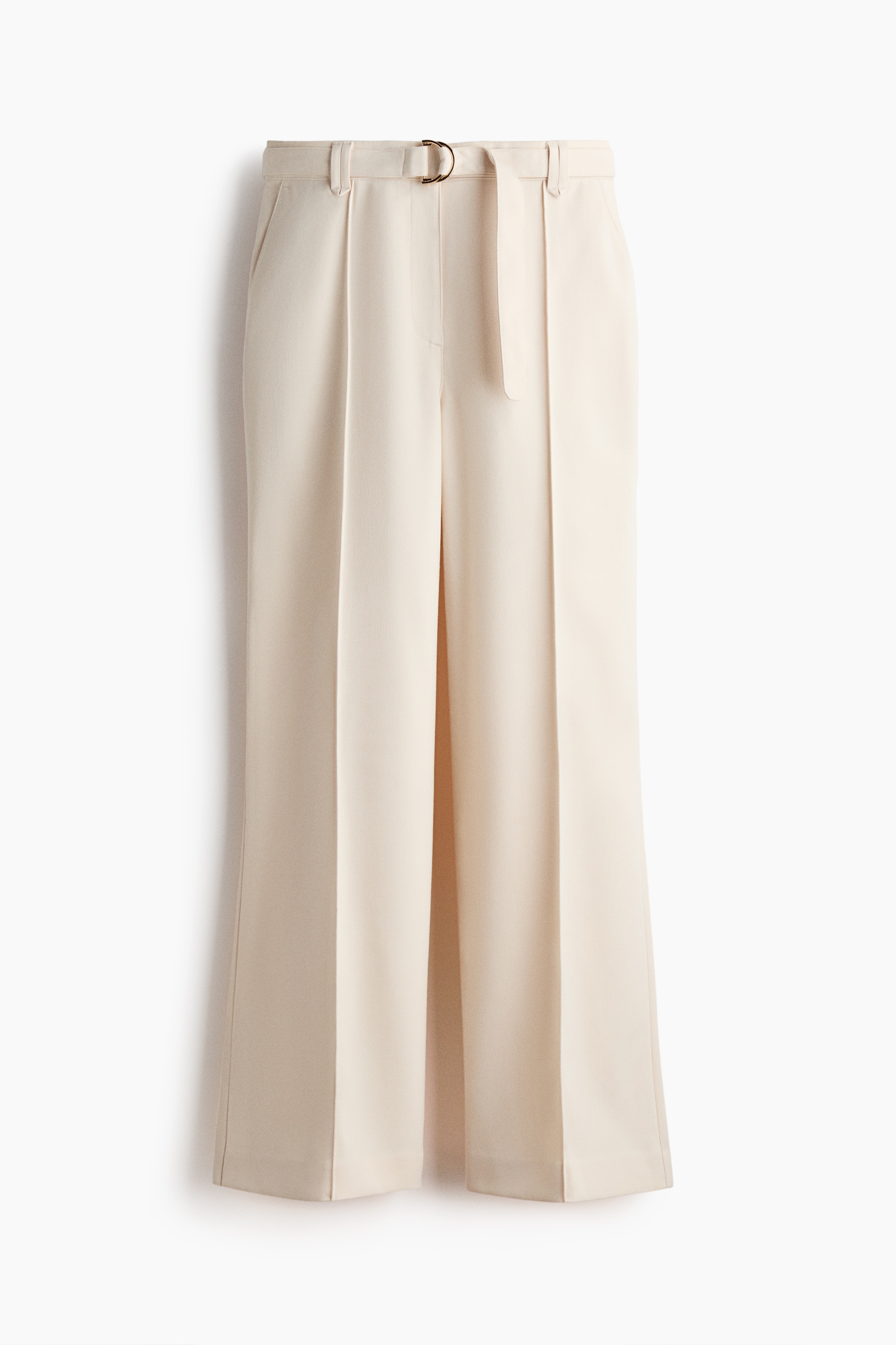 配腰帶喇叭褲 - 奶油色/海軍藍