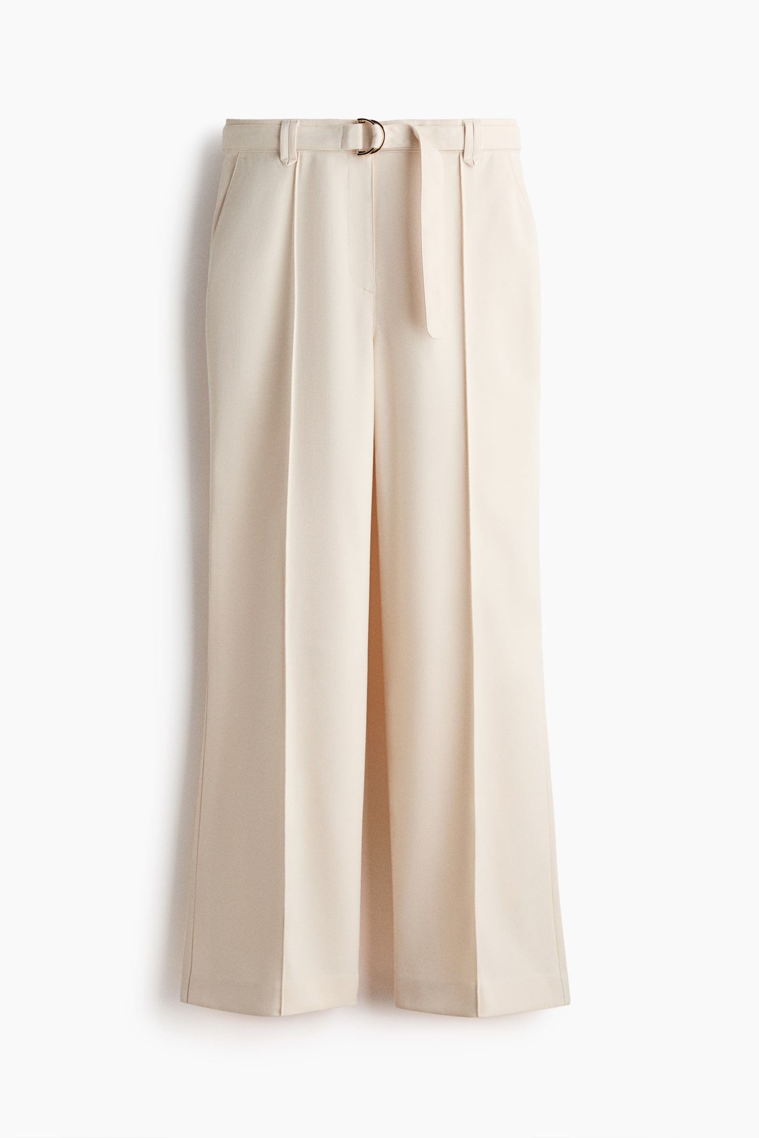 Flared belted trousers - Cream - 1