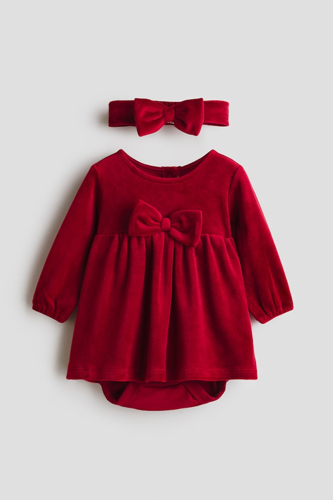 Ensemble 2 pièces en velours maille - Rouge - 1