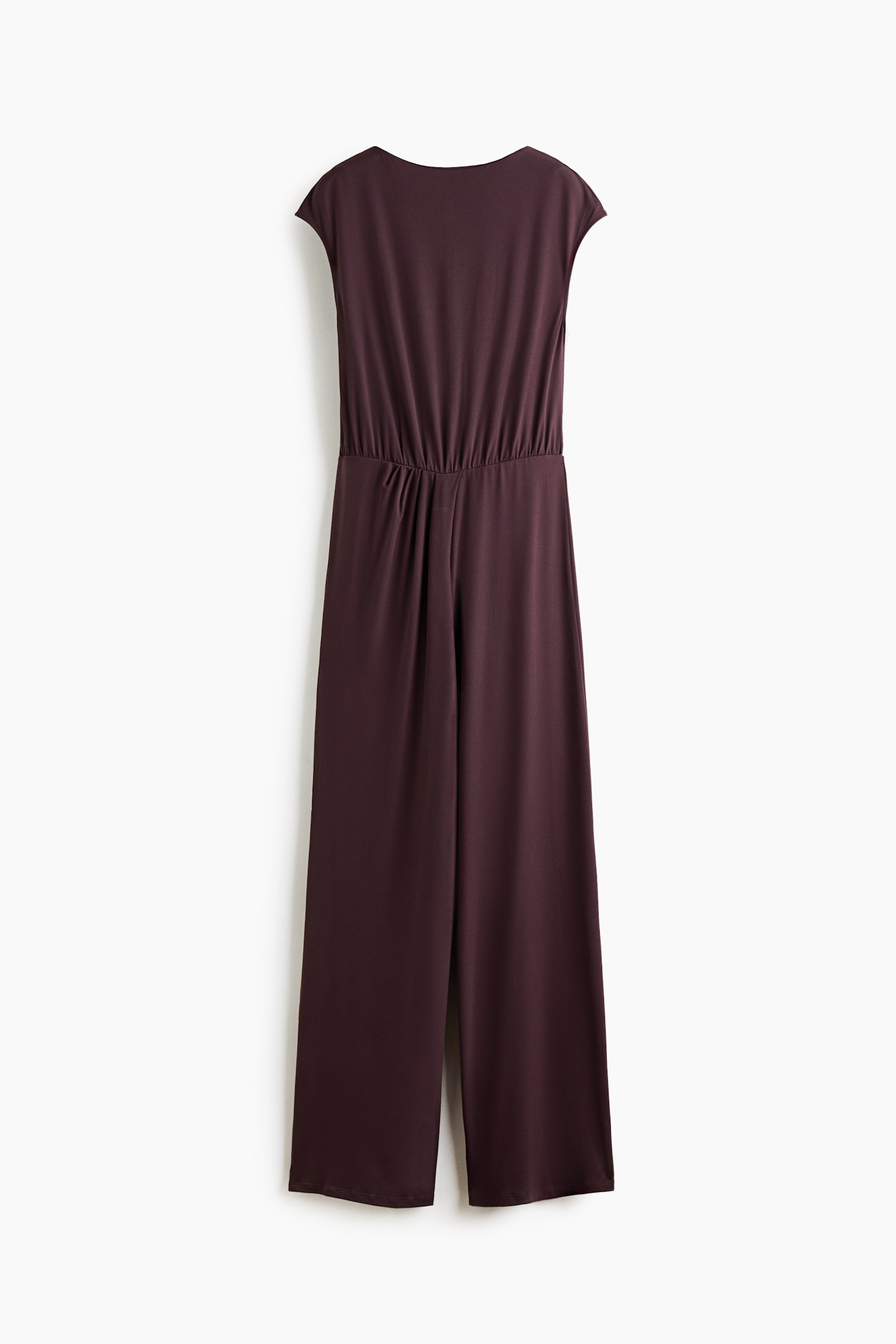 Pleat-Detail Jersey Jumpsuit - Burgundy - 1