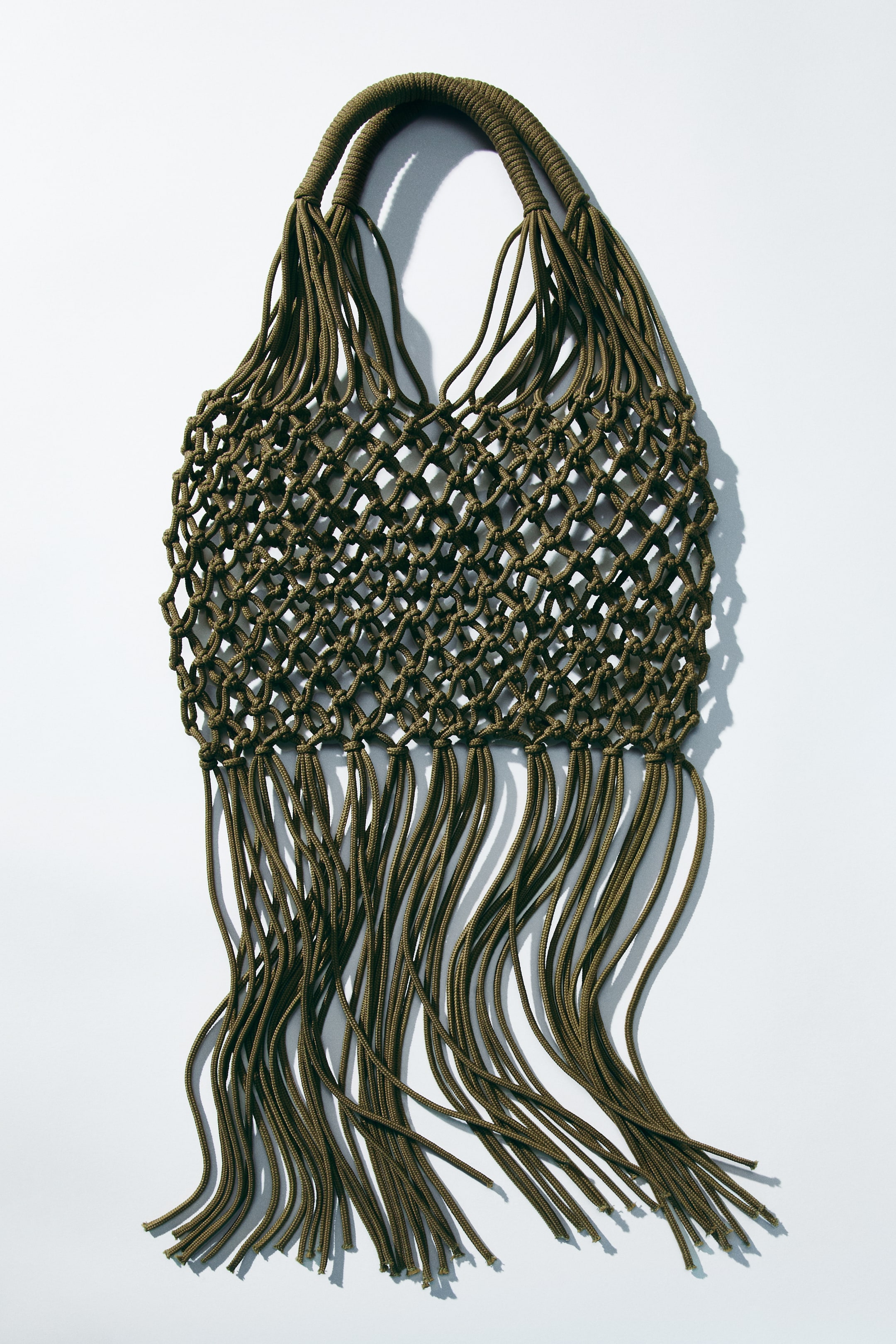 View larger image: Fringed Net Shoulder Bag - Khaki green - Ladies | H&M US 1