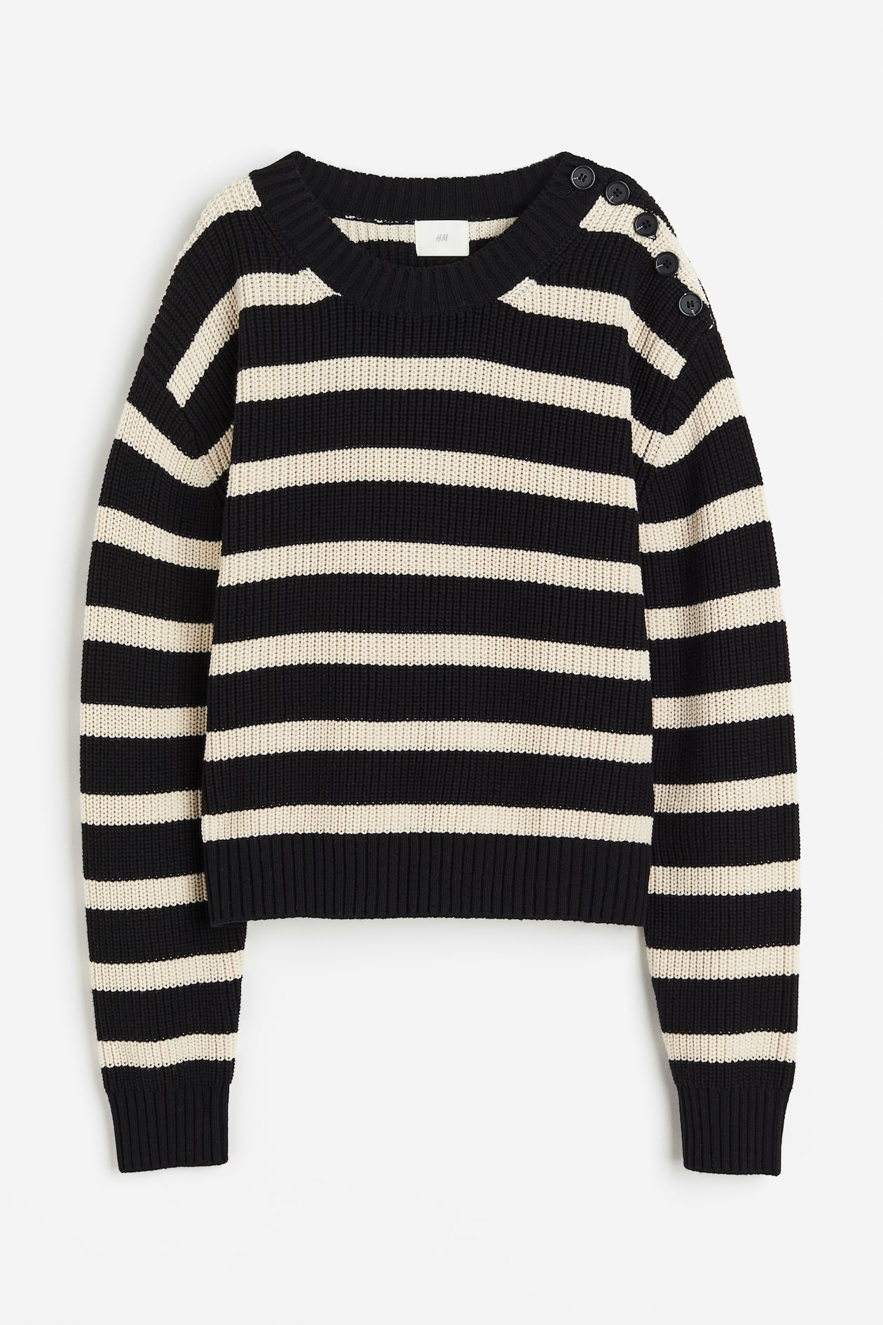 Cotton blend Jumper Black Striped Ladies H M GB cotton-blend-jumper-black-striped-ladies-h-m-gb