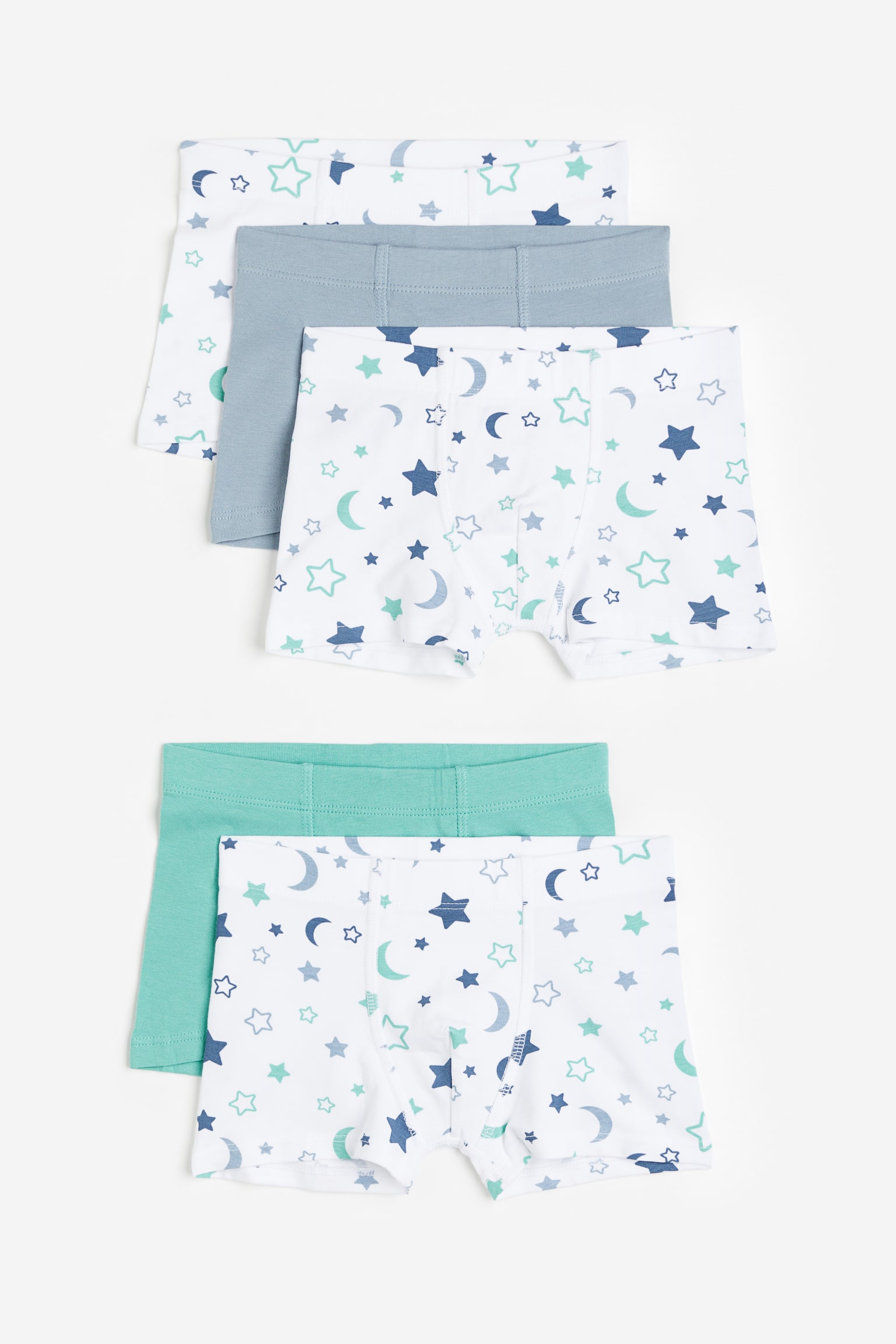 5-pack Boxer Briefs - White/Stars/Light blue/Dino Dreams/Light blue/Stripe/White/Sharks/Blue/Stars/White/Dinosaurs/Green/Dinosaurs/Light beige/Vehicles - 1