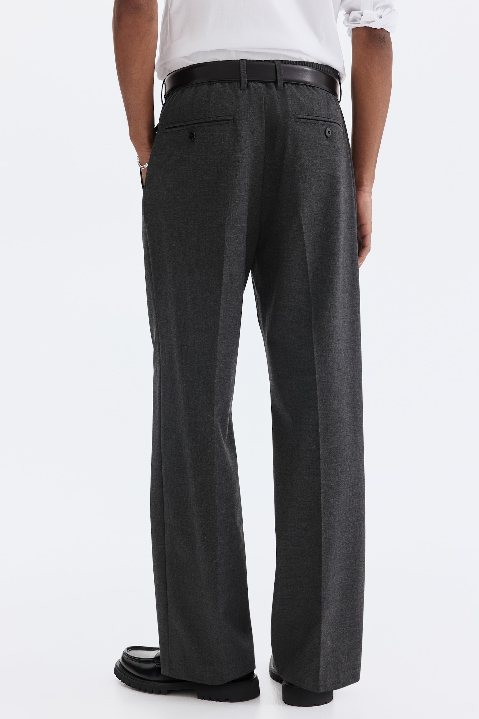 Relaxed Fit Trousers - Dark grey marl/Black - 3