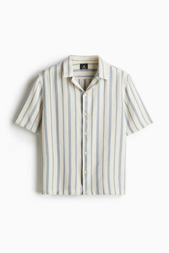 Regular-Fit Textured Resort Shirt - Light blue/striped/Navy blue/striped - 1