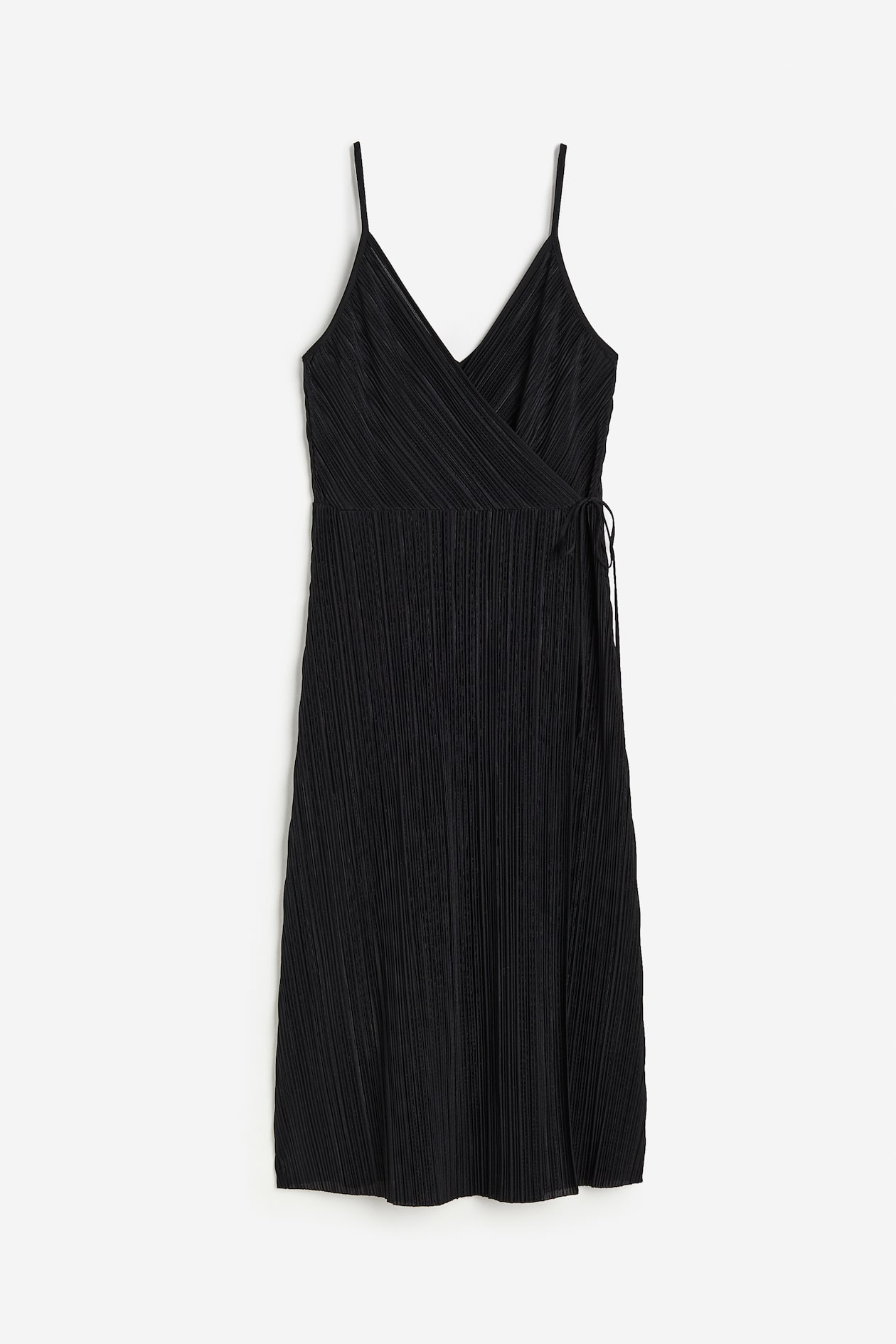 h&m pleated wrapover dress H&M + Pleated Satin Dress