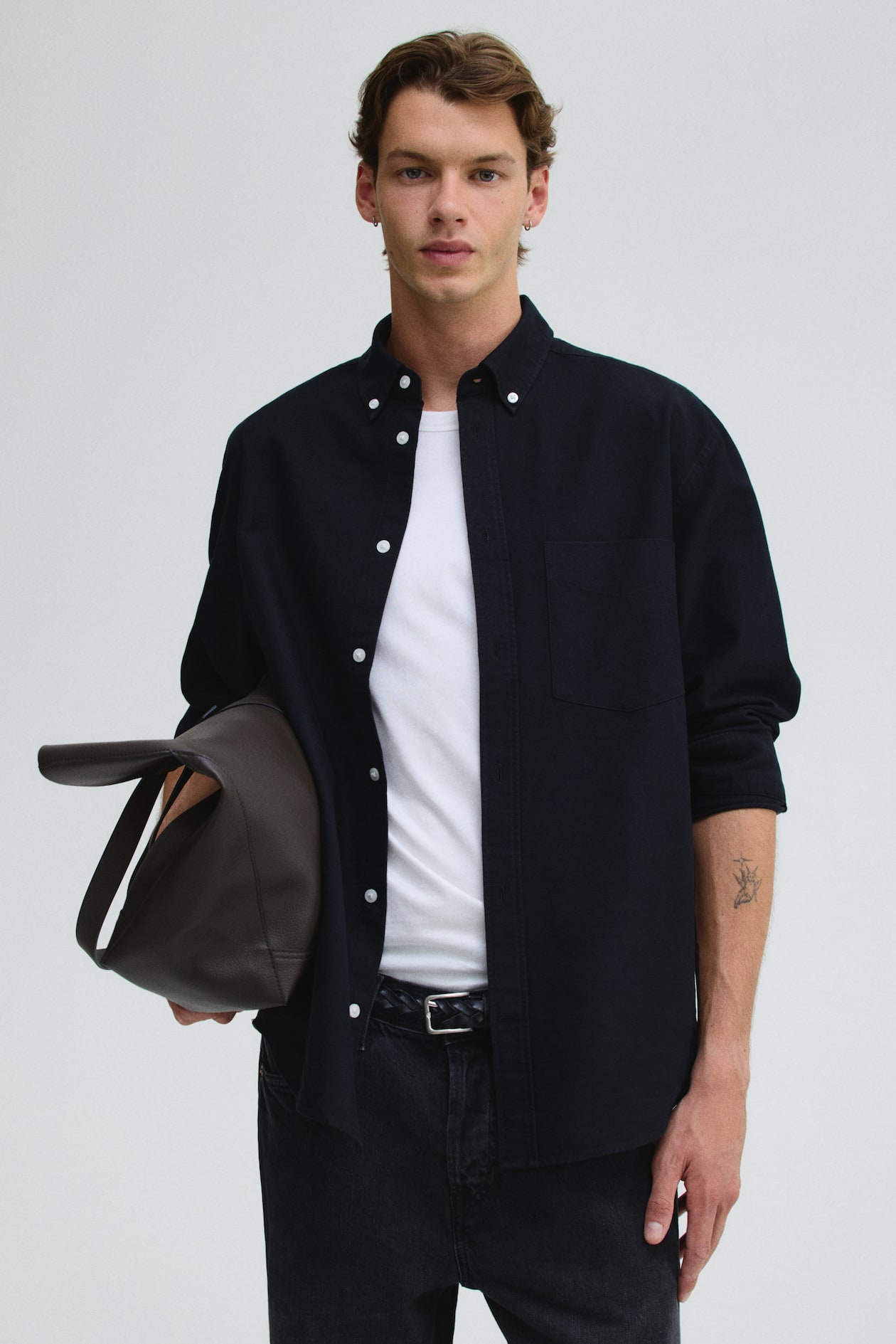 Regular Fit Oxford shirt Black Men H&M IN