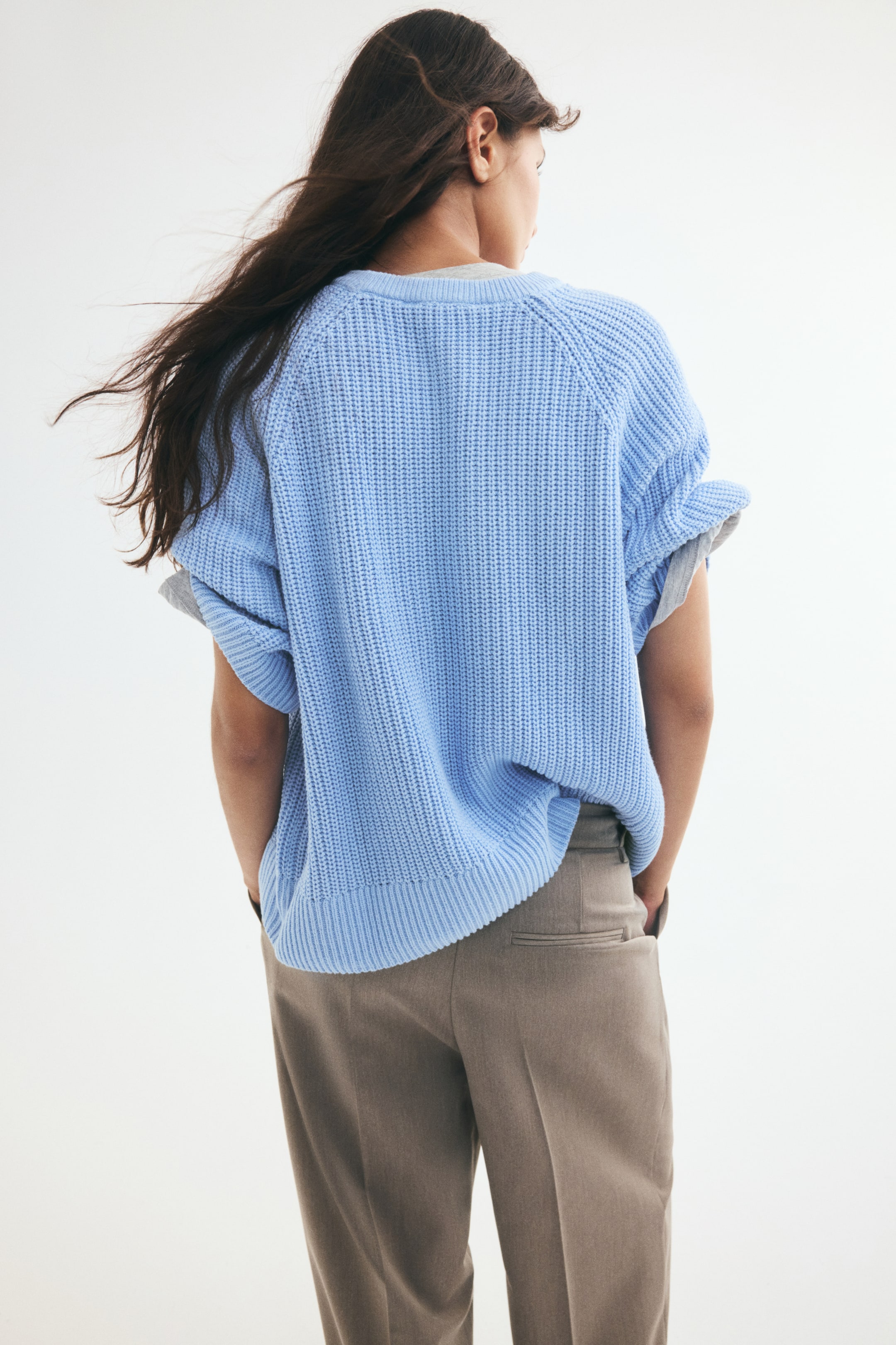 Oversized Rib-Knit T-Shirt