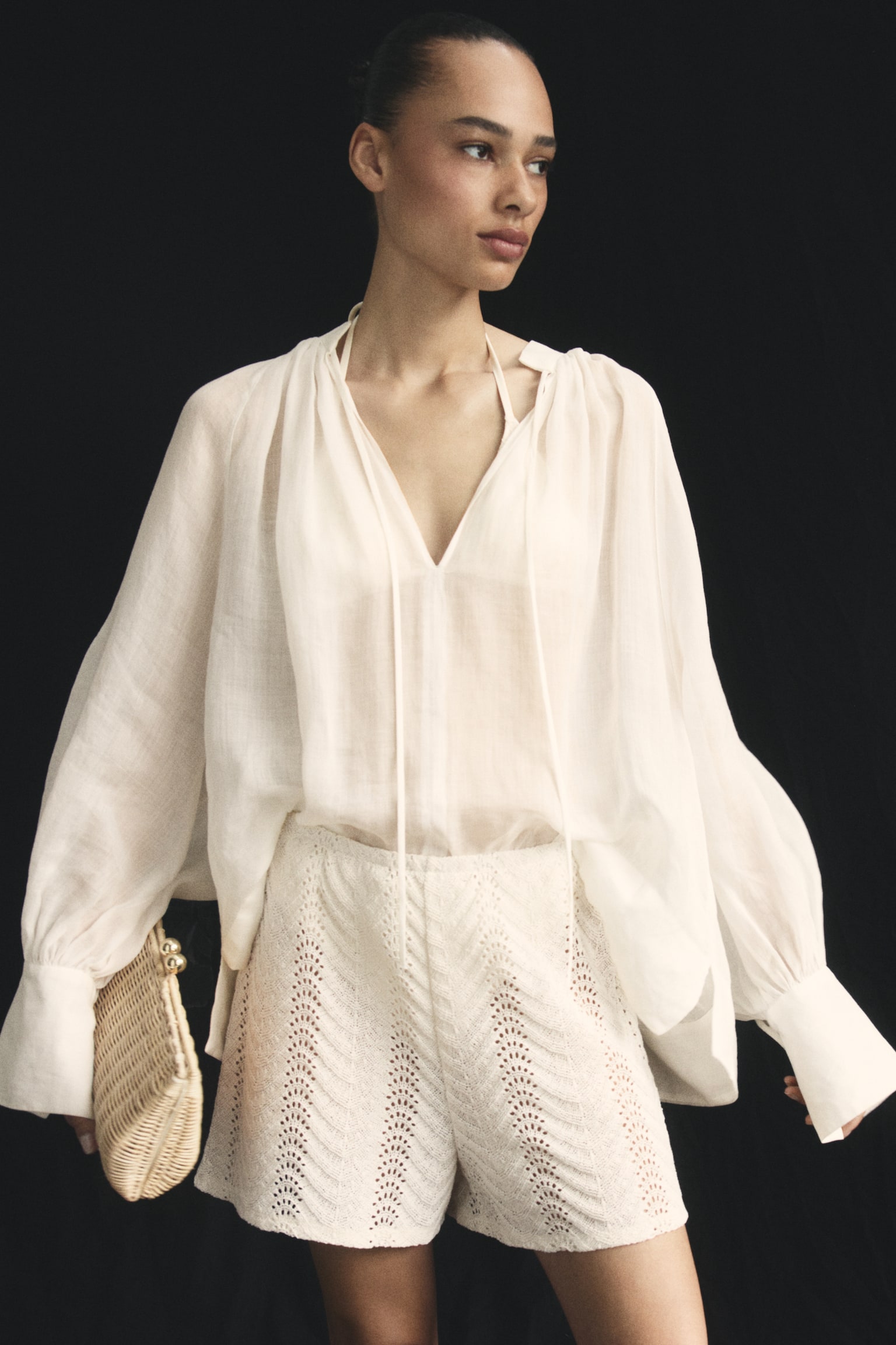 Knit Pull-On Shorts - Cream/Dark brown/striped/Cream/striped - 1