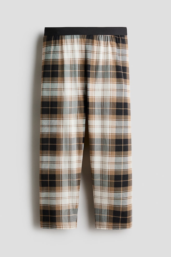 Cotton pyjama bottoms - Dark beige/Checked/Cream/Checked - 1