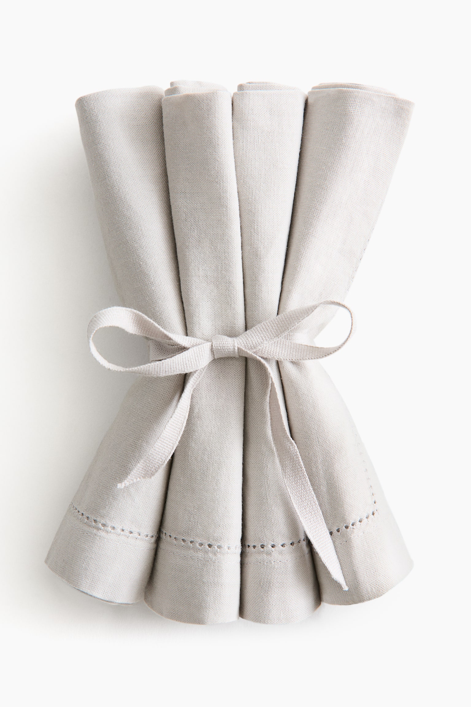 4-Pack Cotton Napkins - Light beige/White